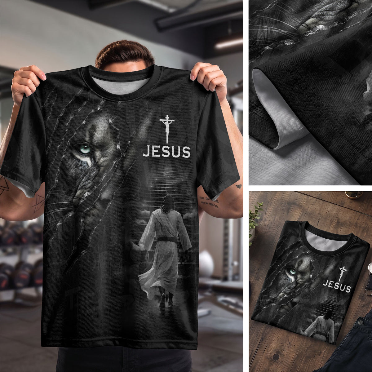 RustField Co Freedom Shirts - Jesus The Way The Truth The Life Lion Eye Cross, Christian Tee Shirts for Men - Rust Field Wear