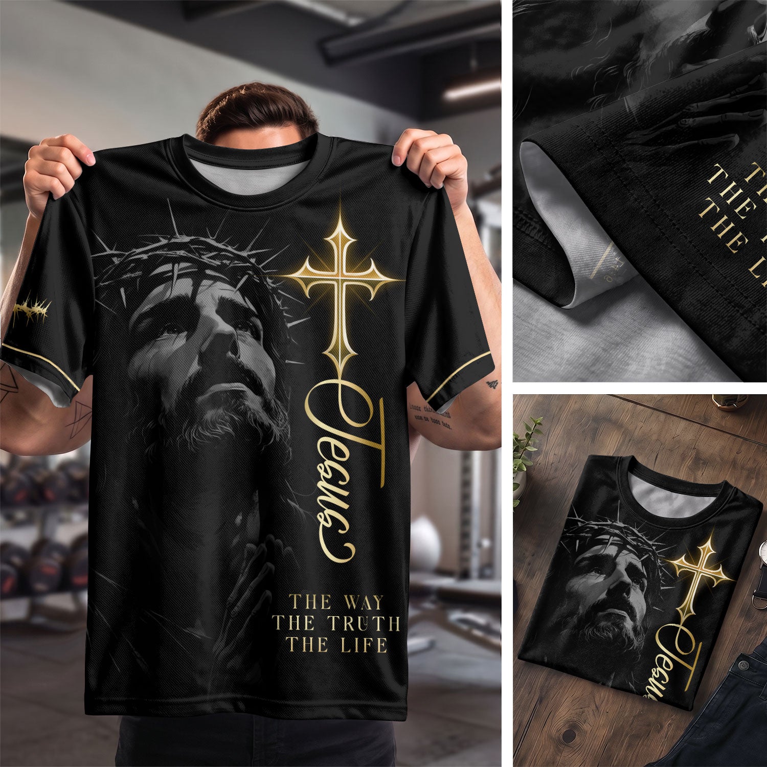 Christian Tee Shirts for Men - Jesus The Way The Truth The Life Cross Lion, RustField Co Freedom Shirts - Rust Field Wear