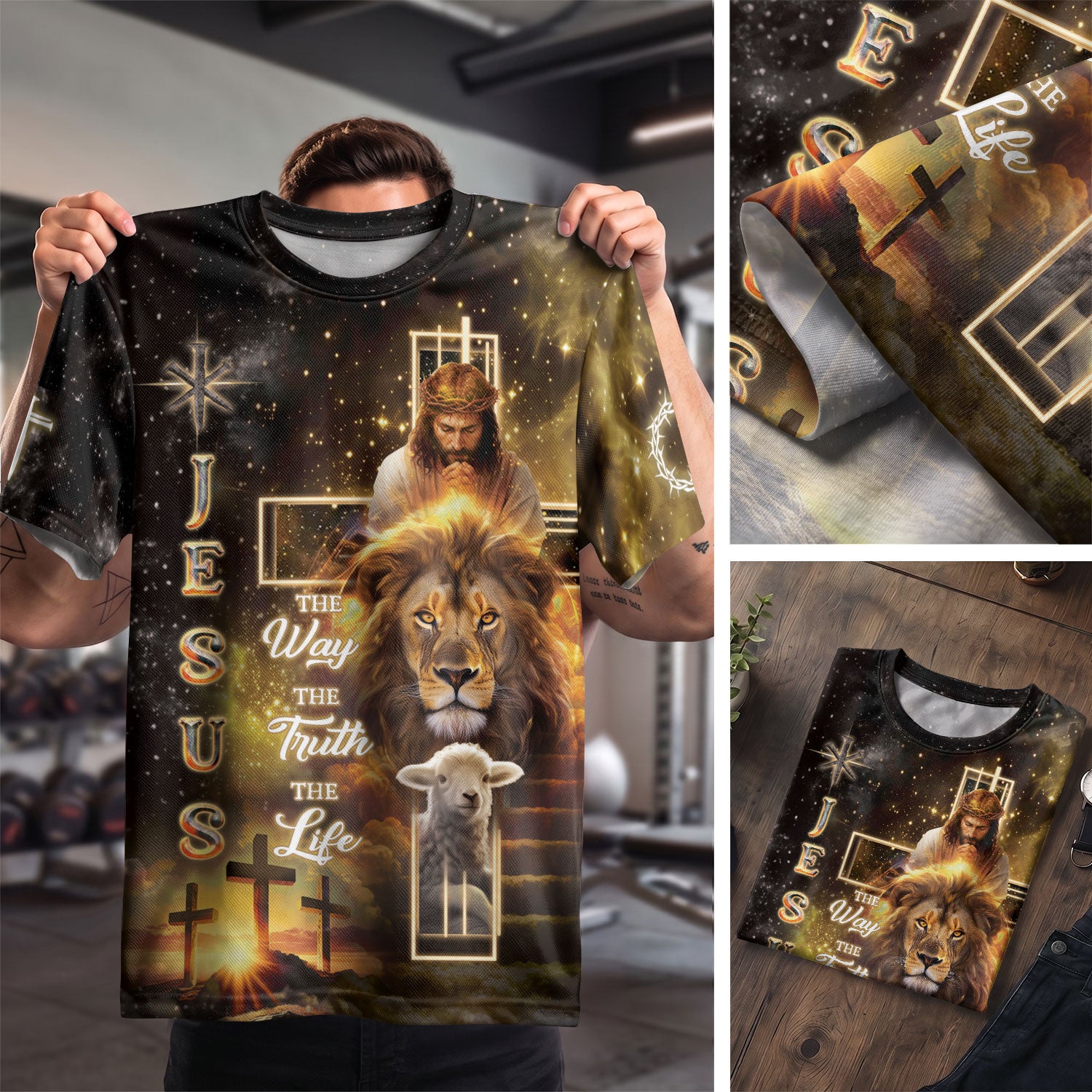 Freedom Shirts - Jesus The Way The Truth The Life Cross Lion Lamb, Christian Tee Shirts for Men, RustField Co - Rust Field Wear