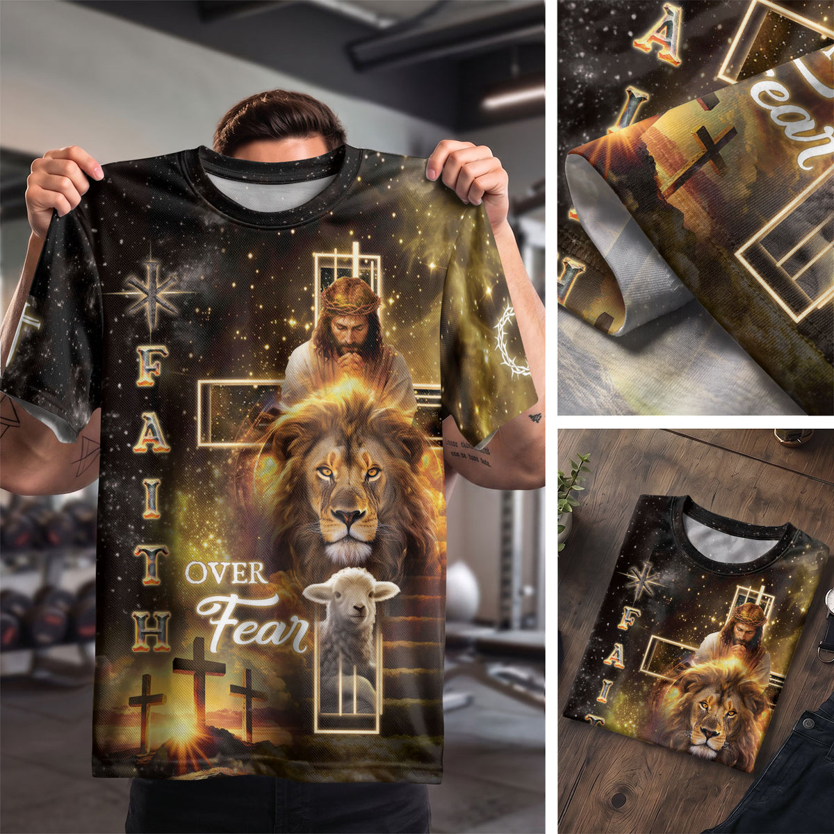 RustField Co, Faith Over Fear Cross - Christian Tee Shirts for Men, Freedom Shirts - Rust Field Wear