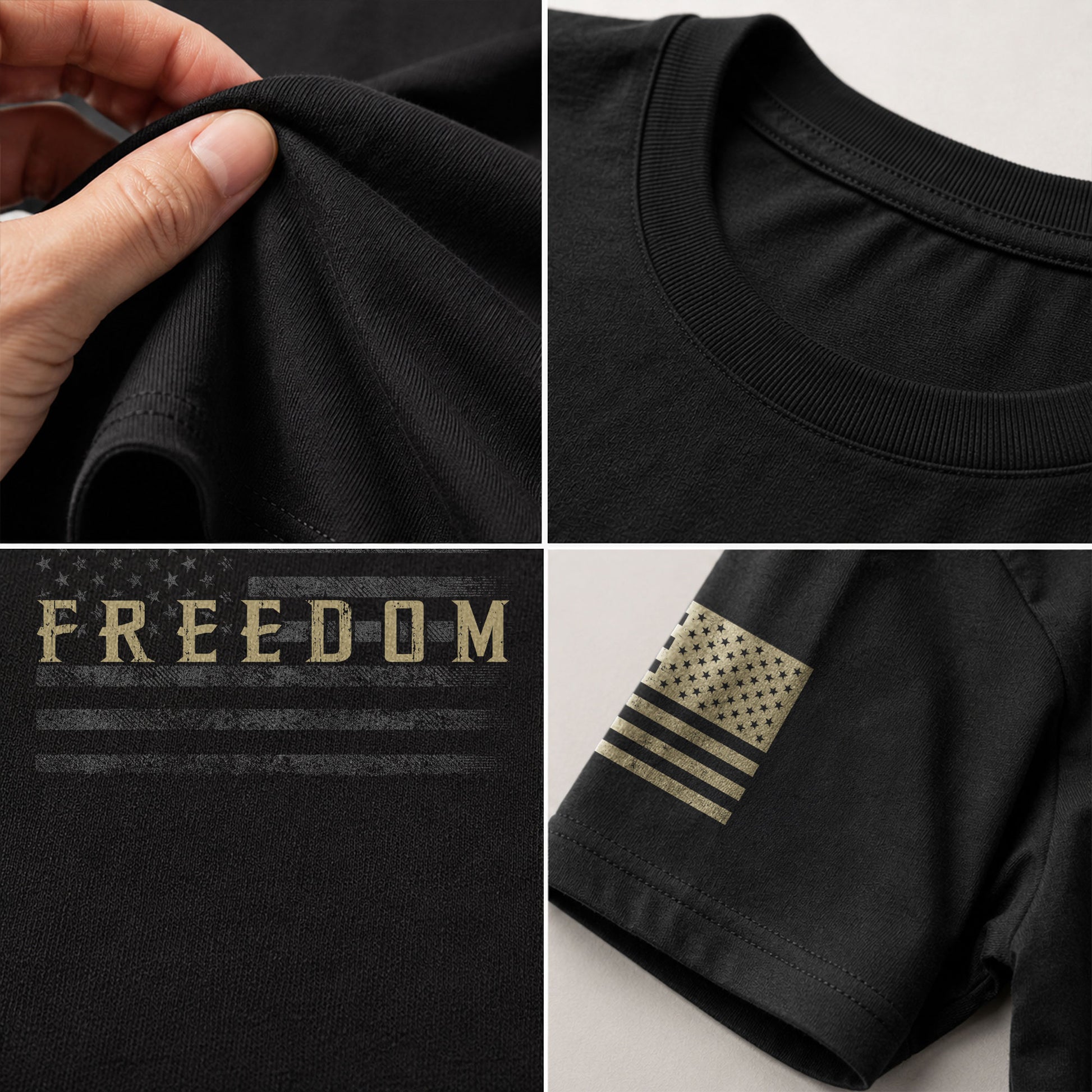 Freedom Distressed American Flag Military Style, Patriotic T Shirts - Freedom Shirts for Men - Rust Field Wear