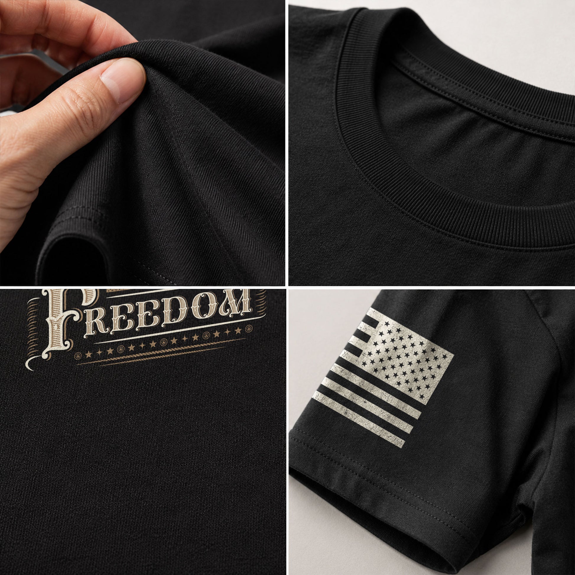 Vintage 'Freedom' Script - Freedom T Shirt, Patriotic Shirts for Men - Rust Field Wear