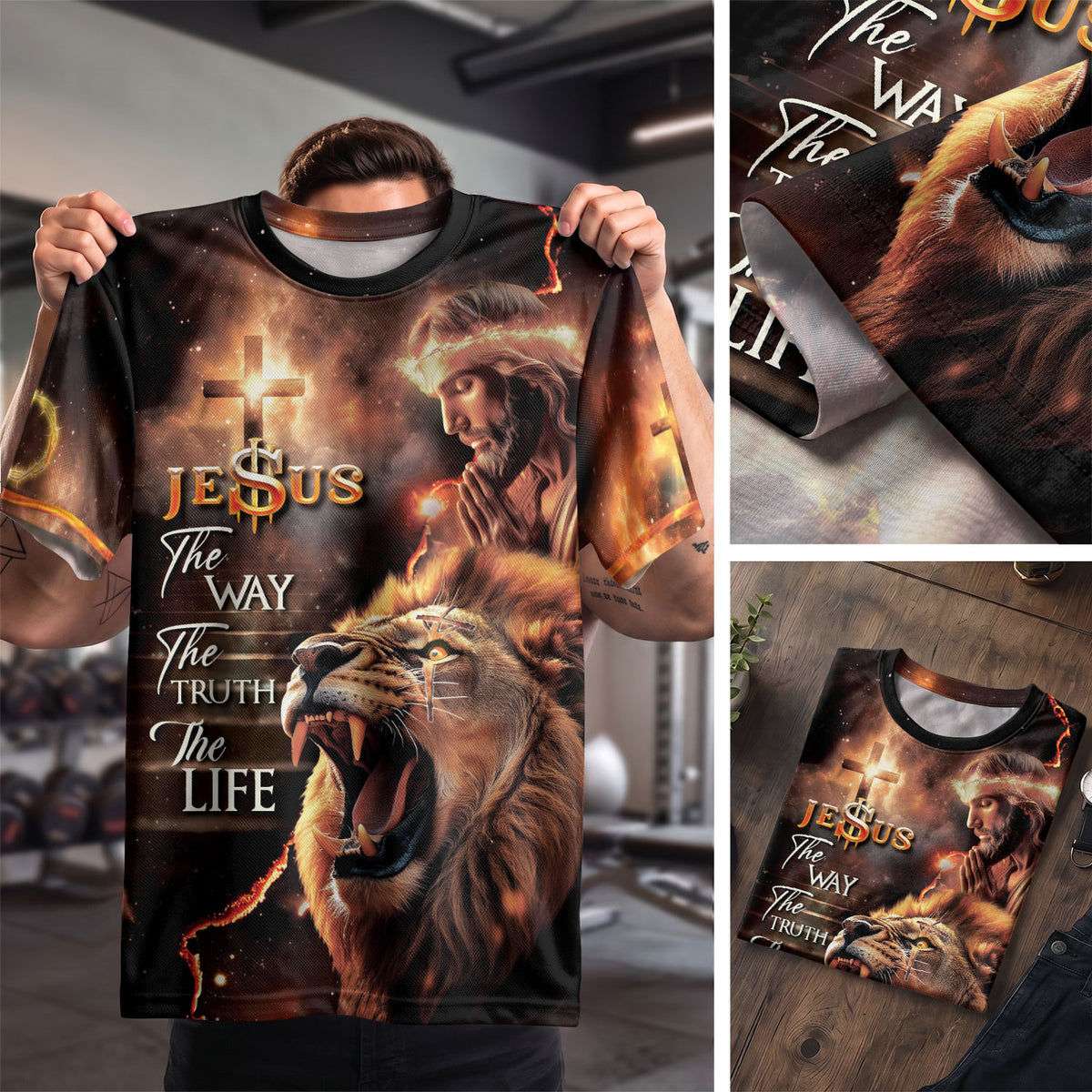 Freedom Shirts - Crown of Thorns Lion Jesus The Way The Truth The Life, Christian Tee Shirts for Men, RustField Co - Rust Field Wear