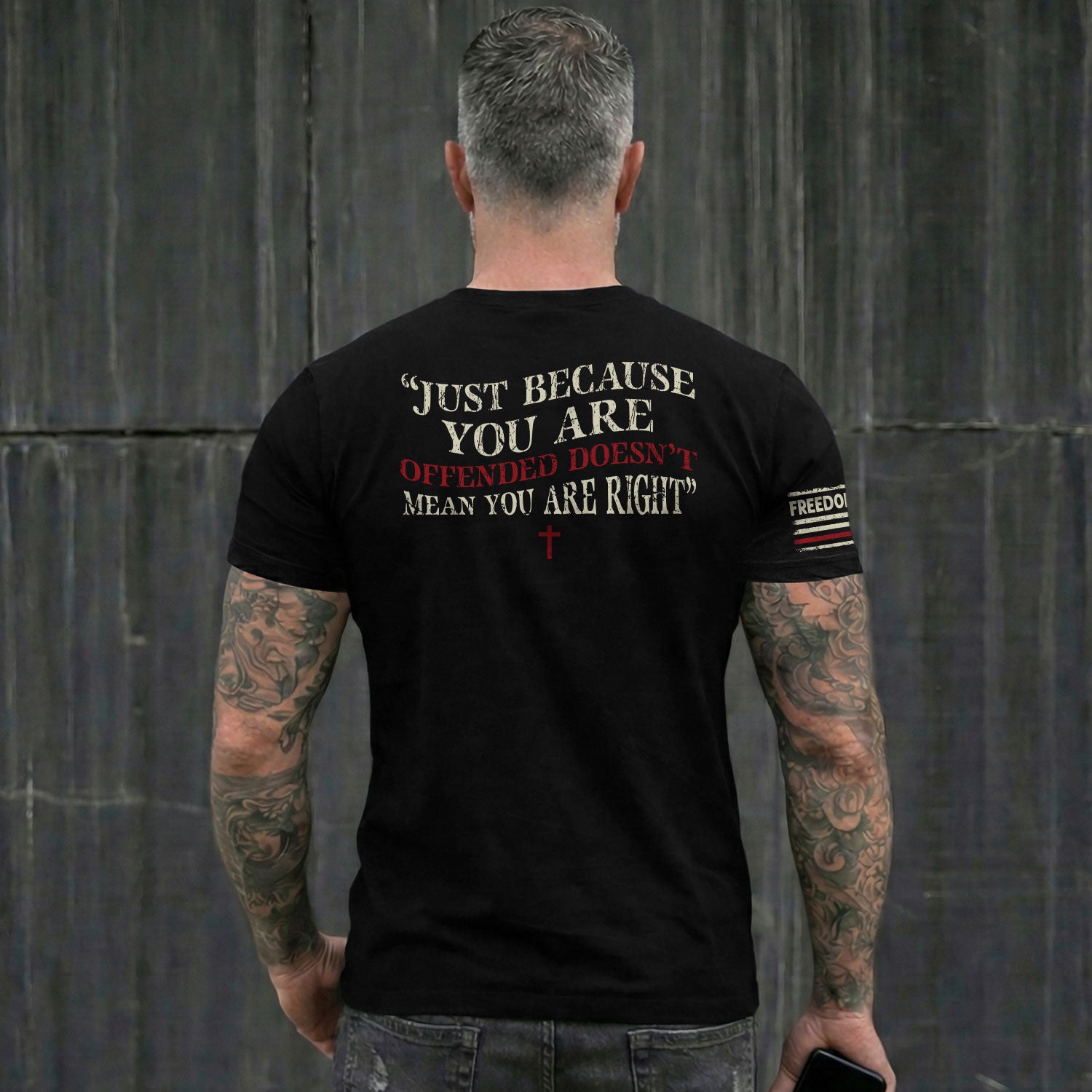 Freedom Memorial Patriotic American Flag and Bold Quote - Freedom T Shirt, Patriotic Shirts for Men - Rust Field Wear