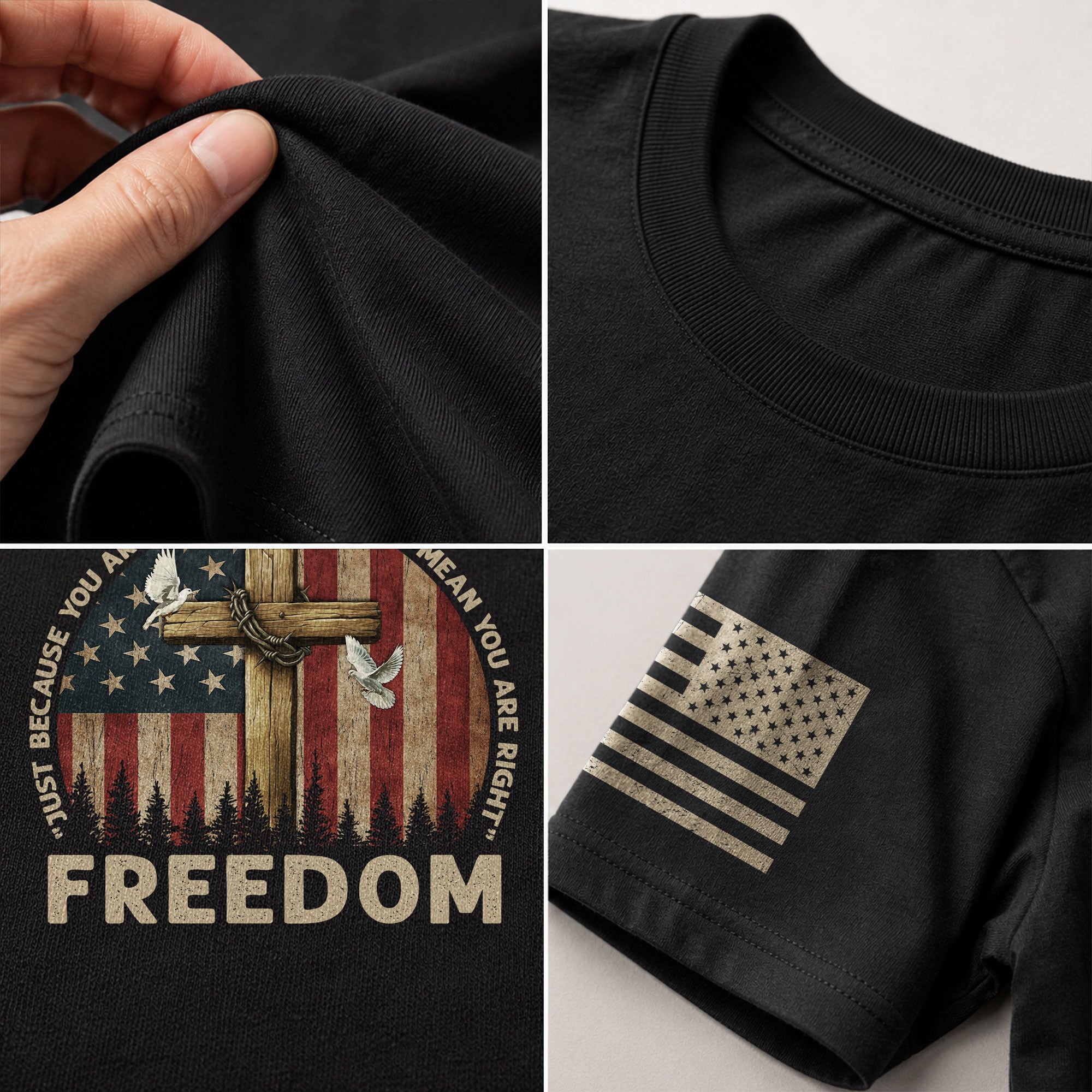 Freedom “Offended Doesn’t Mean You Are Right” Memorial Faith Cross - Freedom Shirts for Men, Patriotic T Shirts - Rust Field Wear