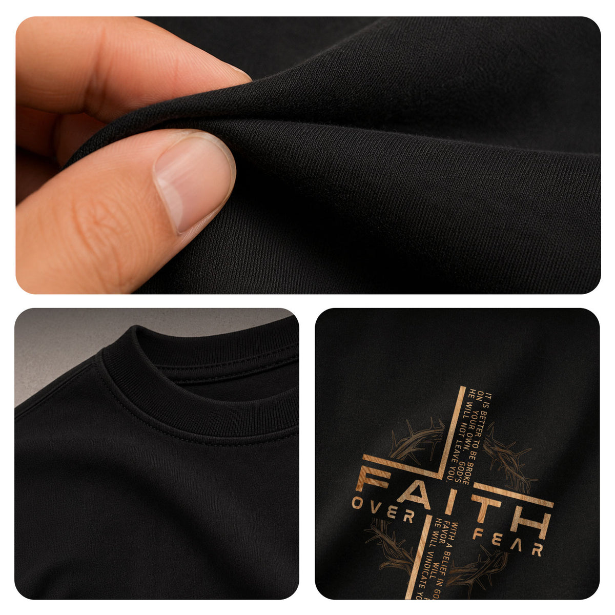 Faith Based Christian Tee Shirts, Faith Over Fear Cross with Crown of Thorns Scripture - Christian Shirts for Men - Rust Field Wear