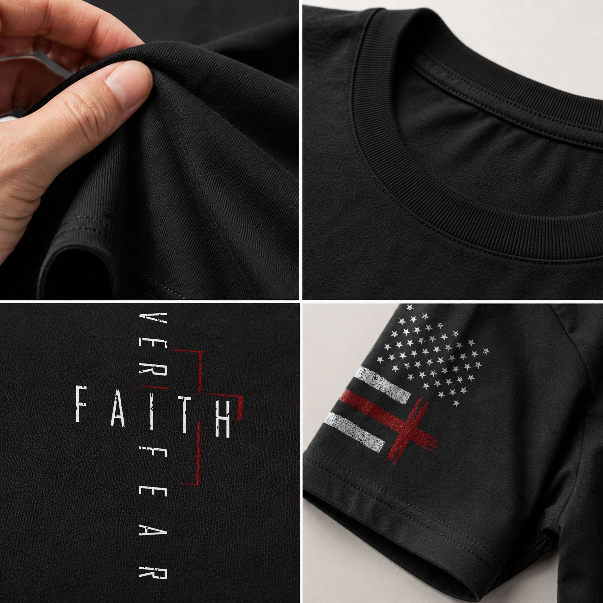 Faith Over Fear Vertical Cross Modern Design, Christian Tee Shirts - Faith Shirts for Men - Rust Field Wear