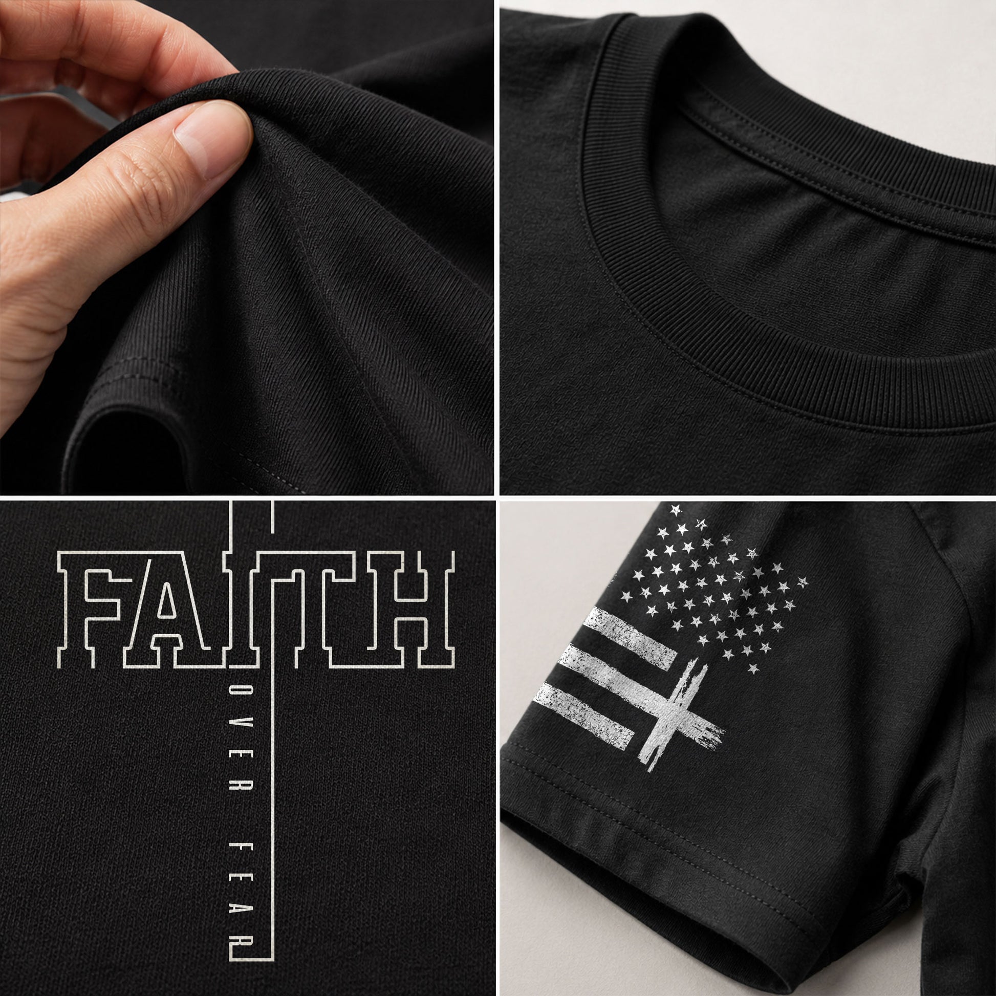 Christian Shirts for Men - Faith Over Fear Bold Cross Typography, Christian Tee Shirts - Rust Field Wear