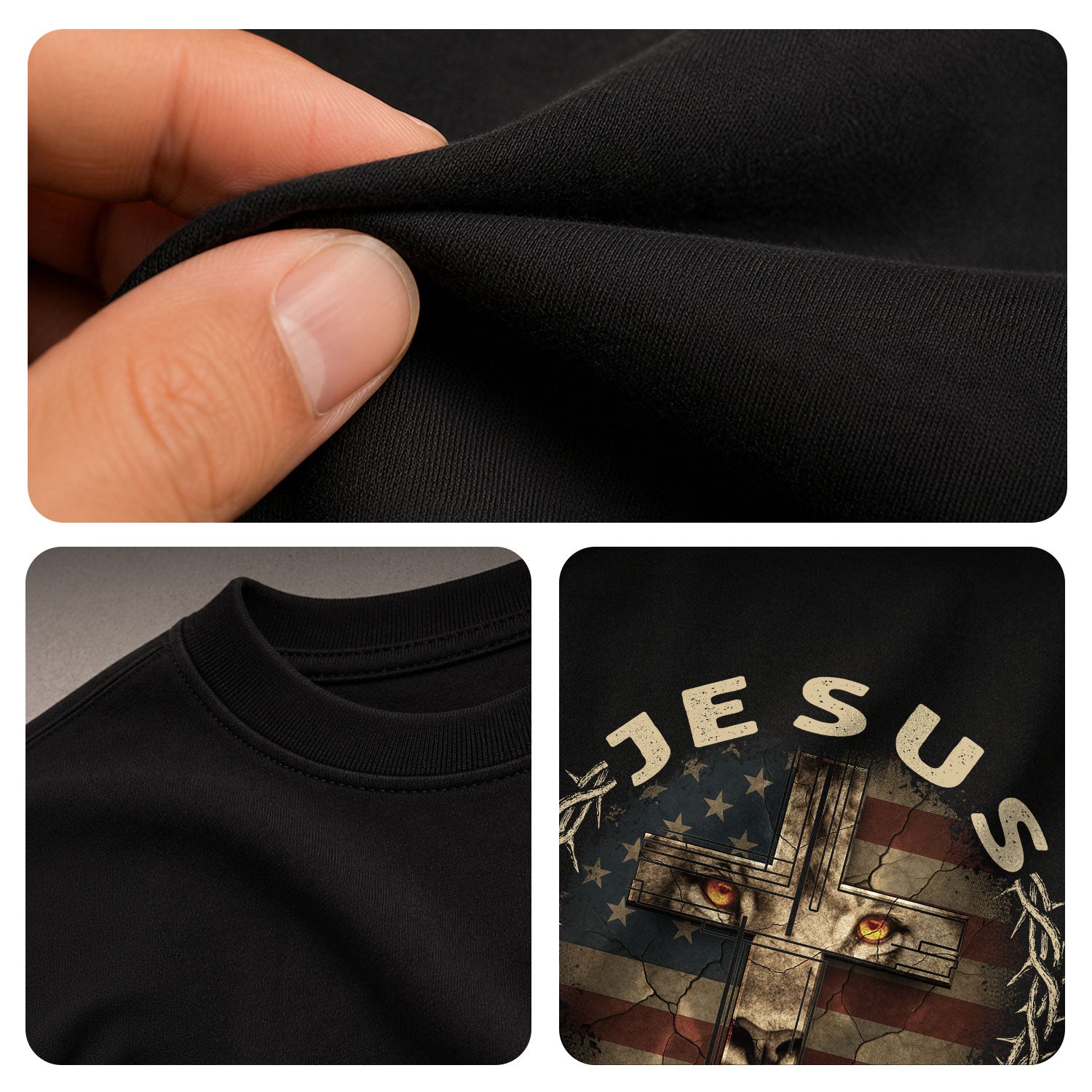 Jesus and American Flag Lion Cross The Way The Truth The Life, Christian Tee Shirts - Faith Shirts for Men - Rust Field Wear