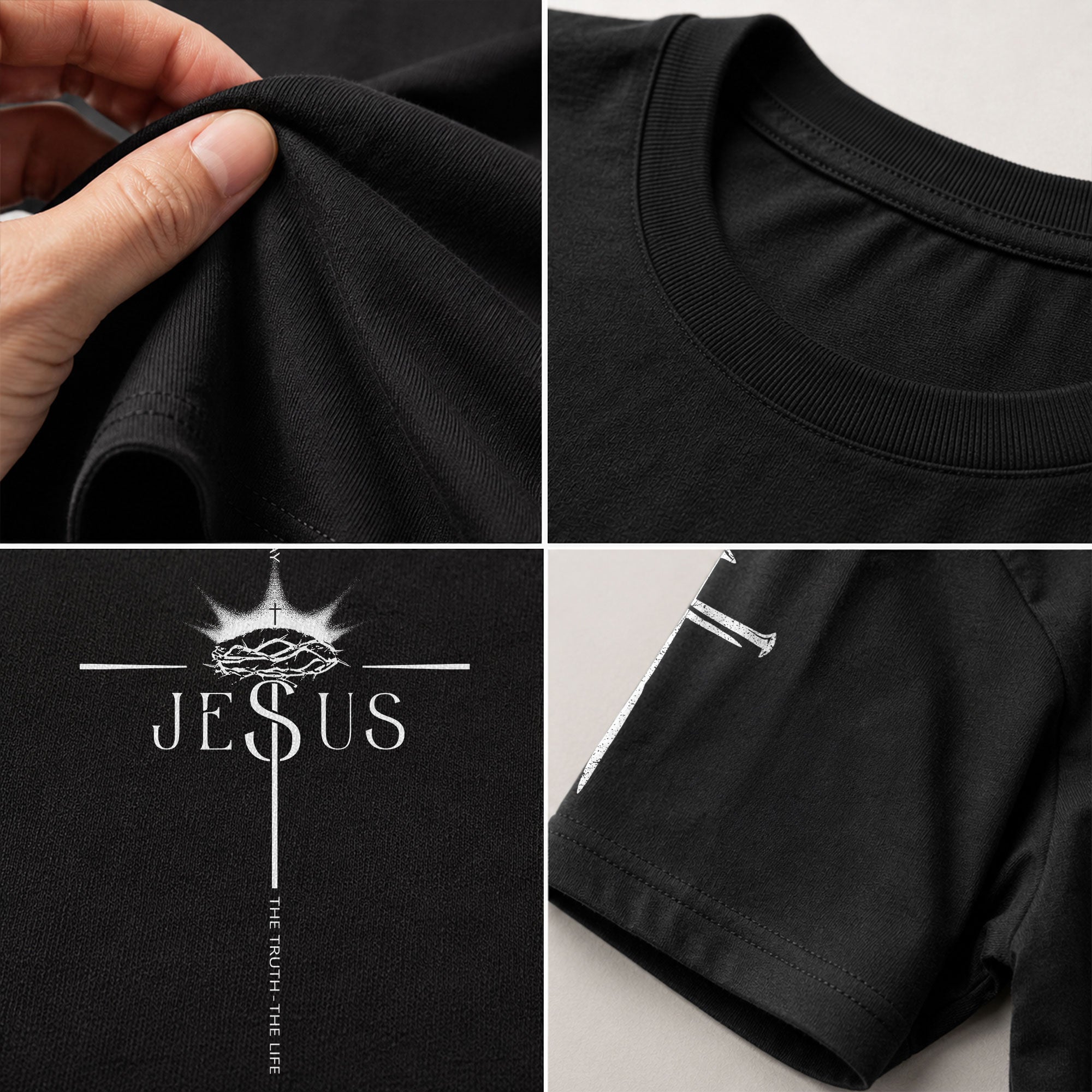 Christian Shirts for Men, Jesus Crown of Thorns Cross The Way, The Truth, The Life - Christian Tee Shirts - Rust Field Wear