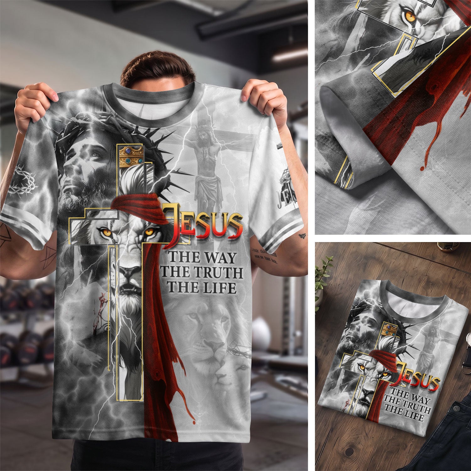 RustField Co Freedom Shirts - Jesus The Way The Truth The Life Lion Crown, Christian Tee Shirts for Men - Rust Field Wear
