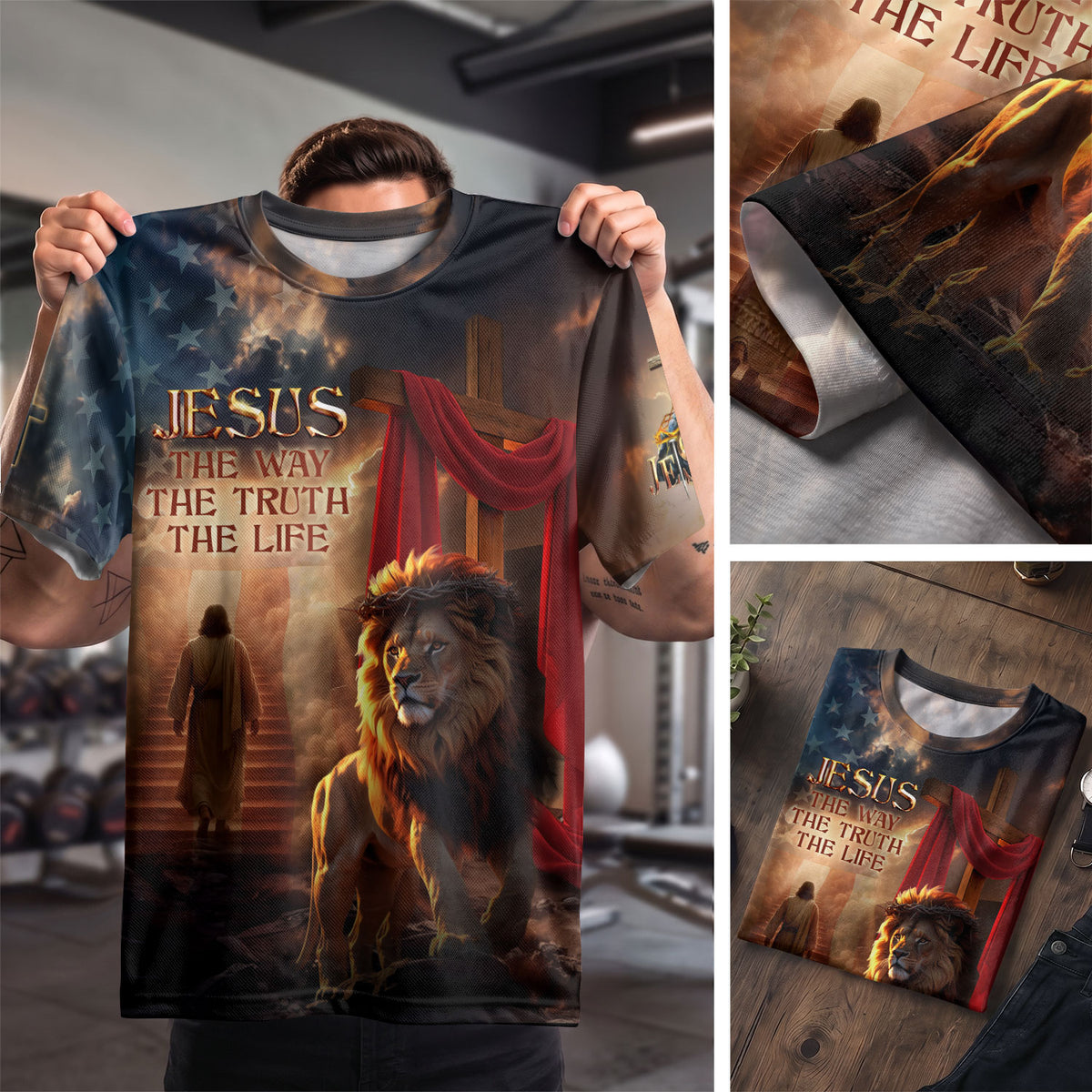 Jesus The Way The Truth The Life Lion and Lamb Christian Tee Shirts - Freedom Shirts for Men, RustField Co - Rust Field Wear