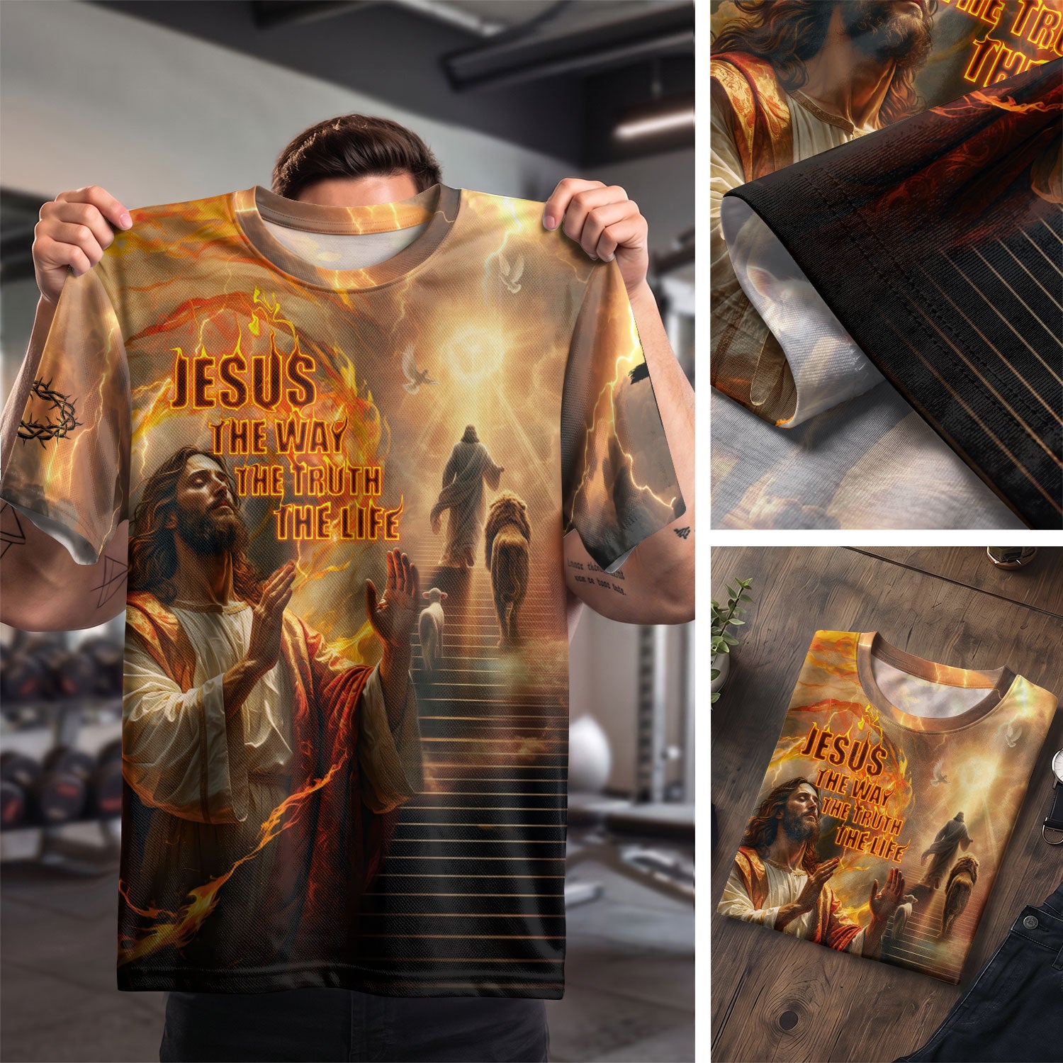 Freedom Shirts for Men, Jesus The Way The Truth The Life Lion and Lamb Fire - Christian Tee Shirts, RustField Co - Rust Field Wear