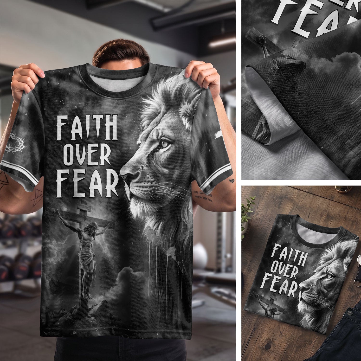 Freedom Shirts - Faith Over Fear Lion of Judah Jesus, Christian Tee Shirts for Men, RustField Co - Rust Field Wear