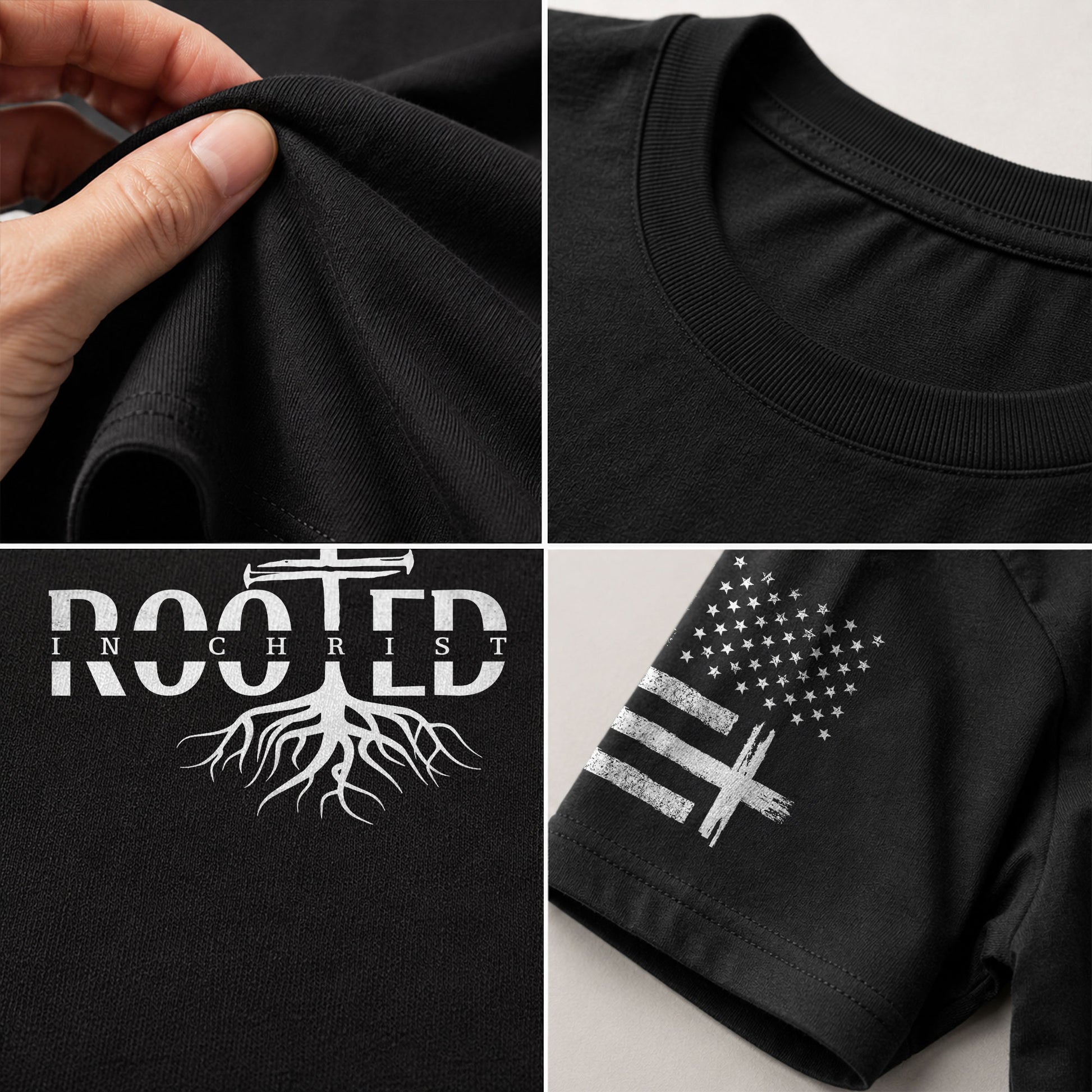Rooted In Christ Cross Roots Christian, Christian Shirts for Men - Christian Tee Shirts - Rust Field Wear
