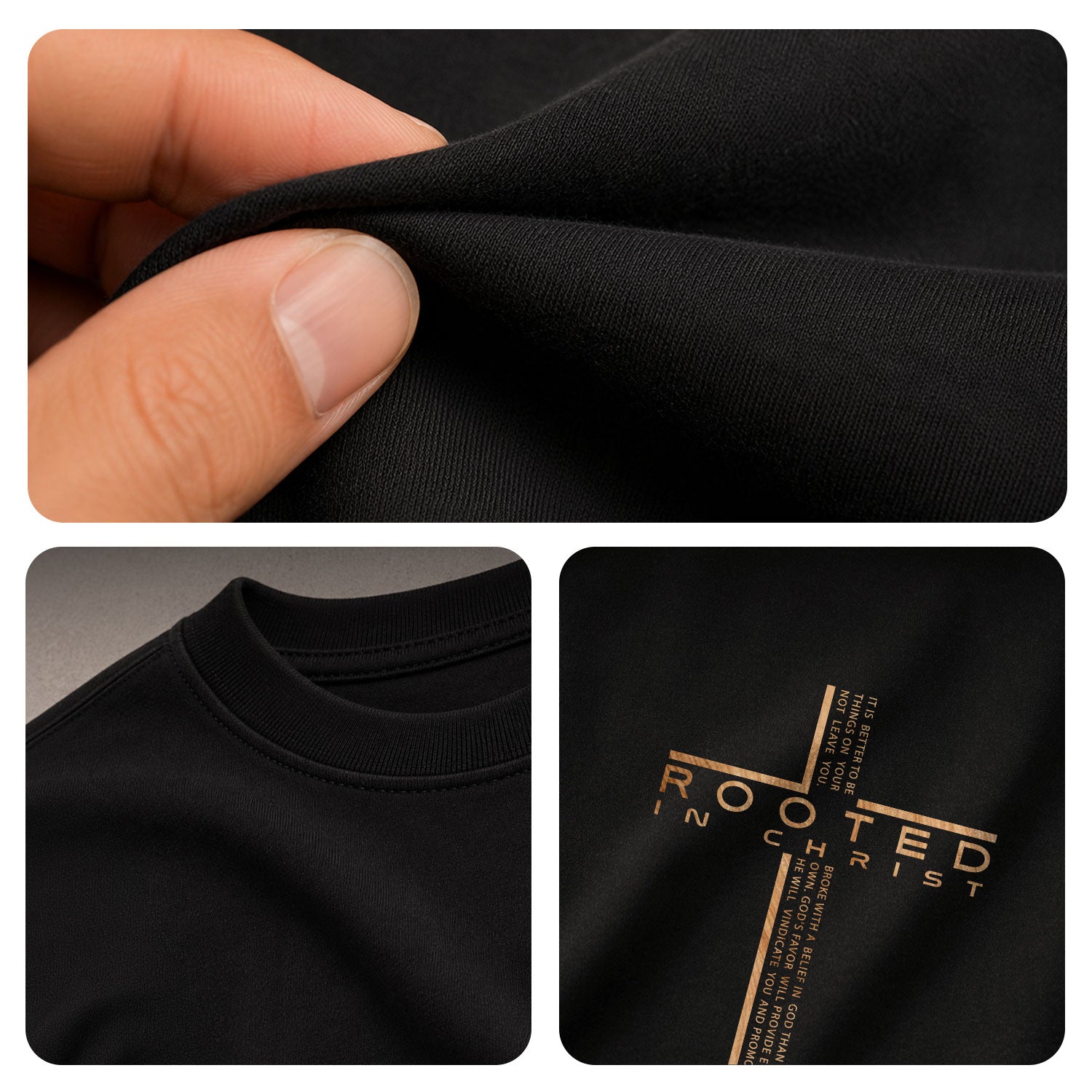 Rooted In Christ Scripture Cross Back Print Christian - Christian Tee Shirts, Christian Shirts for Men - Rust Field Wear