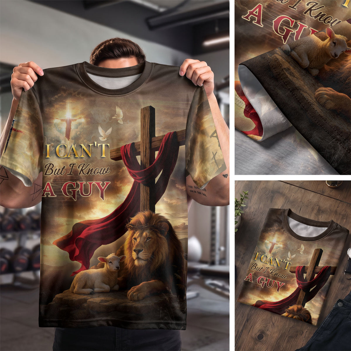 Freedom Shirts for Men, I Can't But I Know A Guy Jesus Lion Cross - Christian Tee Shirts, RustField Co - Rust Field Wear