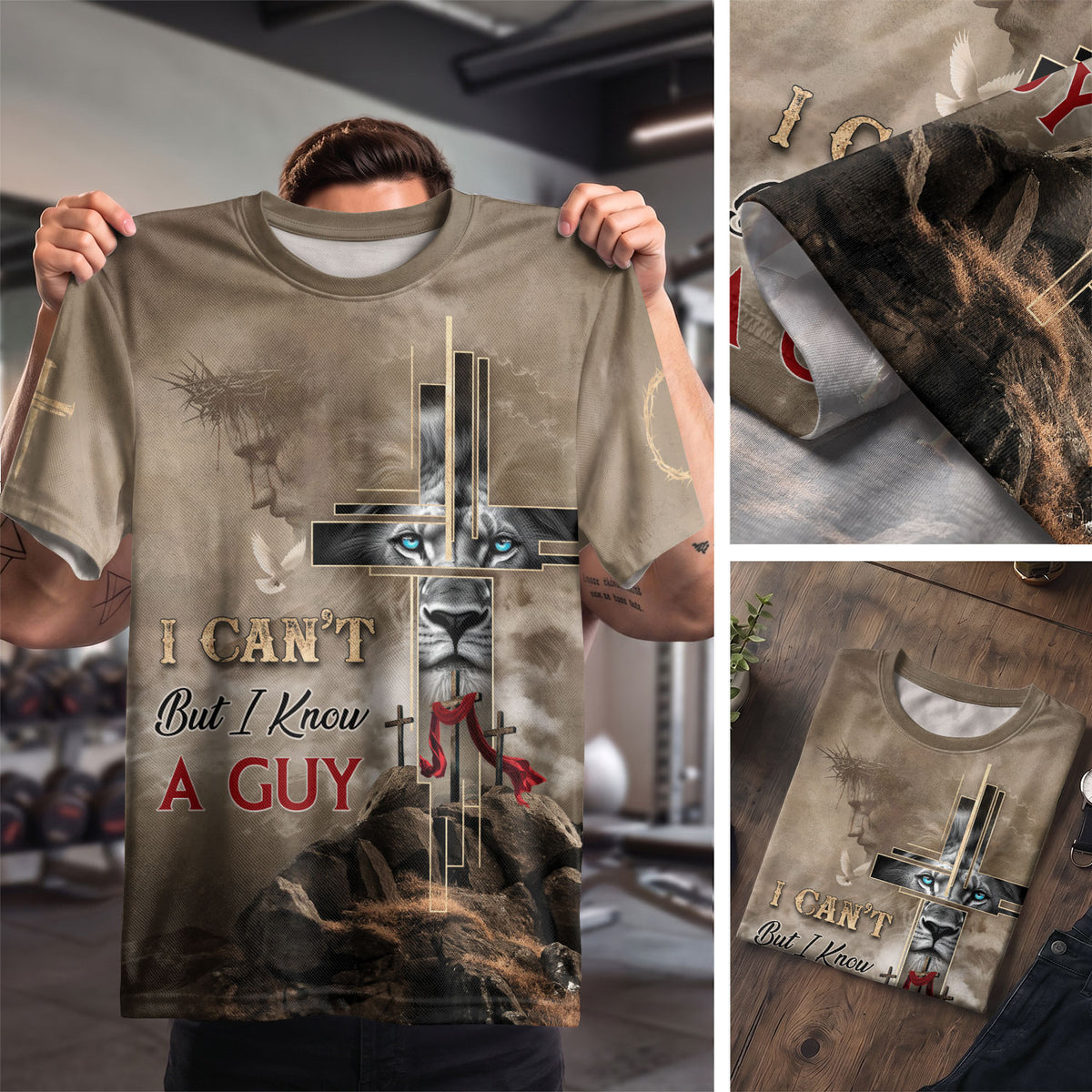 I Can't But I Know A Guy Fire Lion Jesus Cross, Freedom Shirts - Christian Tee Shirts for Men, RustField Co - Rust Field Wear