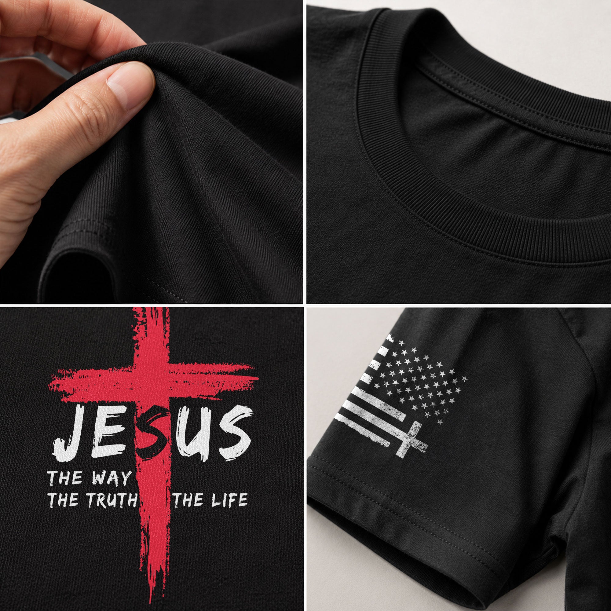 Faith Based Christian Tee Shirts, Jesus The Way The Truth The Life Red Cross Christian - Christian Shirts for Men - Rust Field Wear
