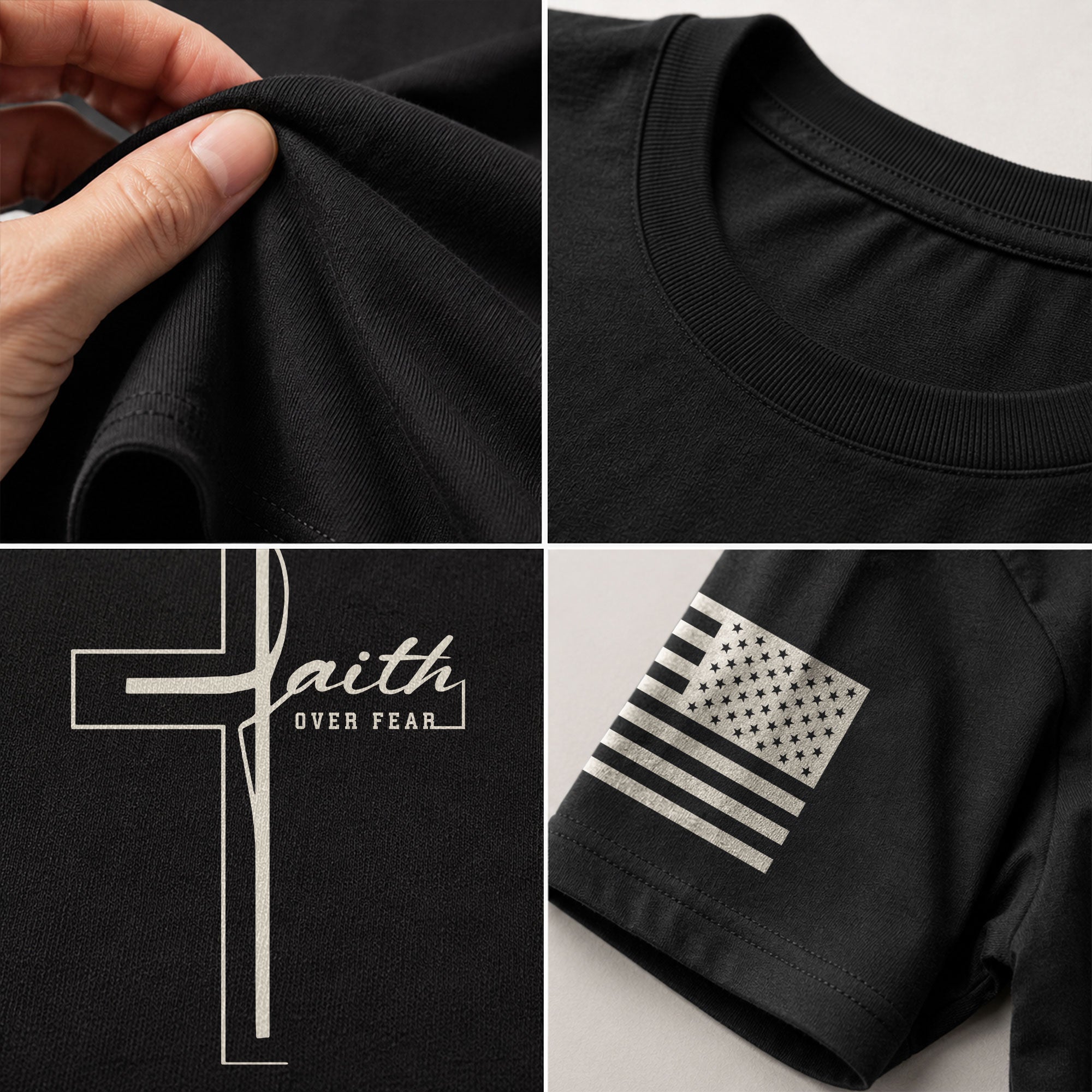 Minimal Cross Faith Over Fear Christian, Christian Tee Shirts - Faith Shirts for Men - Rust Field Wear