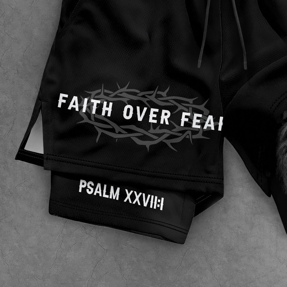 Psalm 27:1 Faith Over Fear Christian Mens Gym Shorts Brown Lion Scripture Design - Rust Field Wear