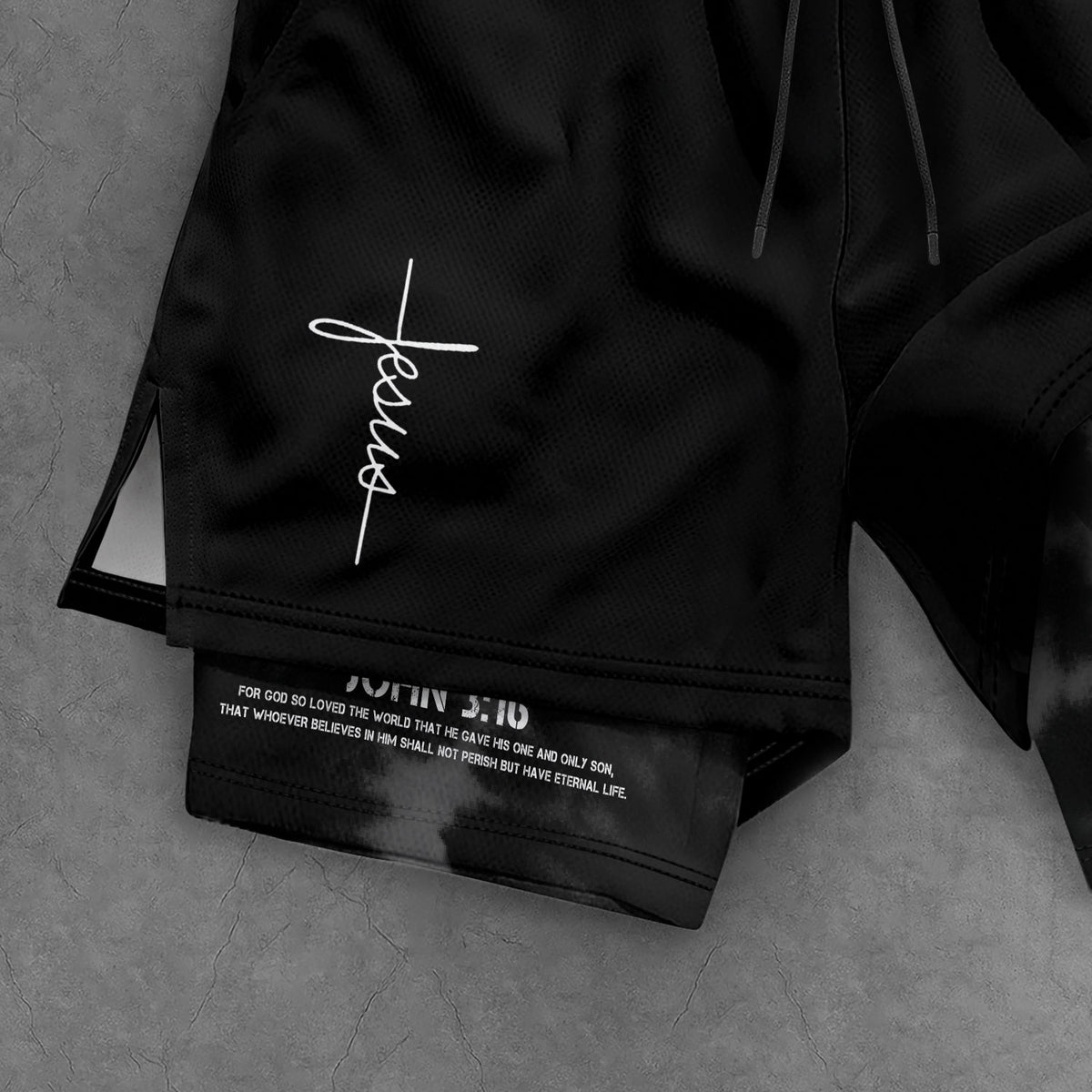 John 3:16 Christian Gym Workout Shorts Men Jesus Cross Bible Verse Religious - Rust Field Wear