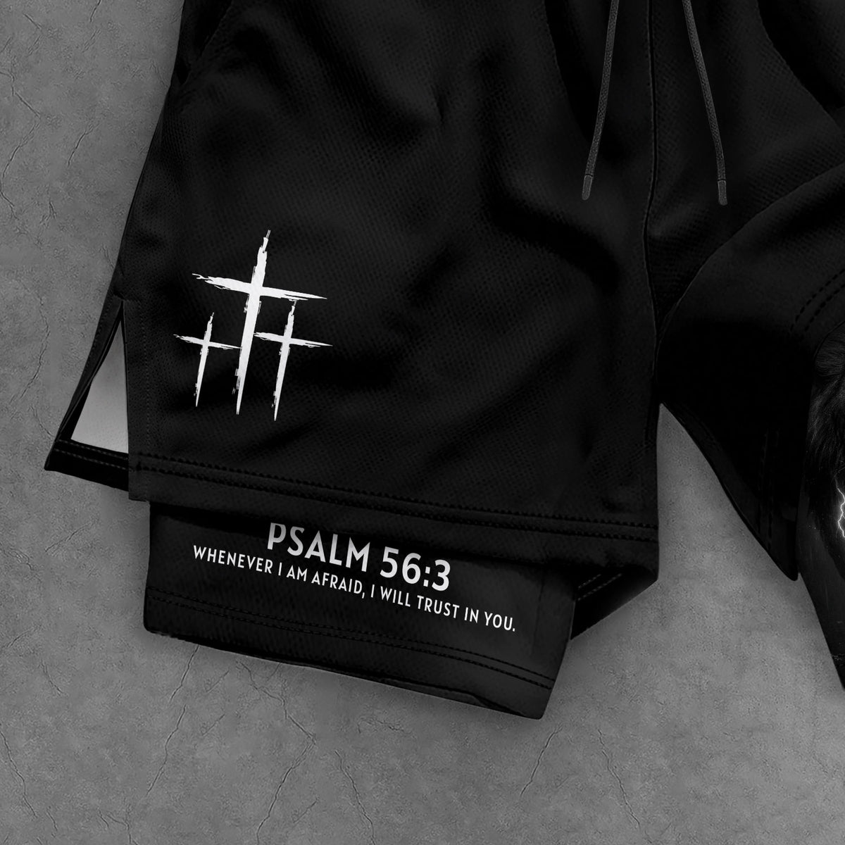 Psalm 56:3 Christian Gym Workout Shorts Men Lion Jesus Cross Bible Verse - Rust Field Wear
