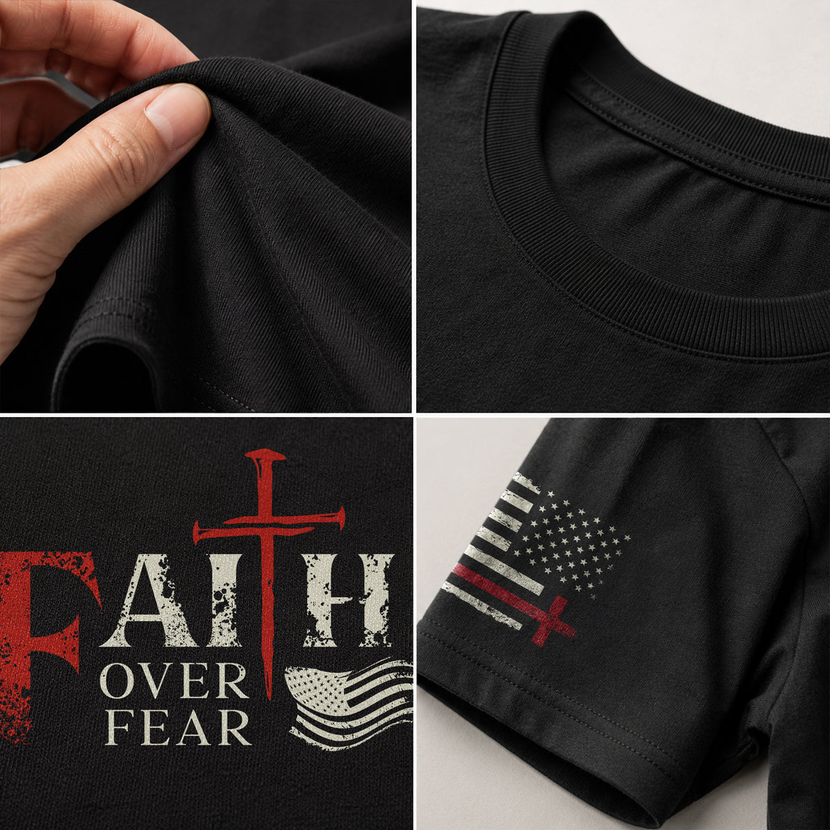 Faith Over Fear Christian Cross Patriotic Religious Jesus Shirt - Rust Field Wear