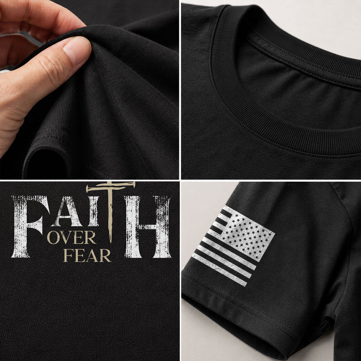 Faith Over Fear Christian Nail Cross Patriotic Religious, Christian Shirts for Men - Christian Tee Shirts - Rust Field Wear