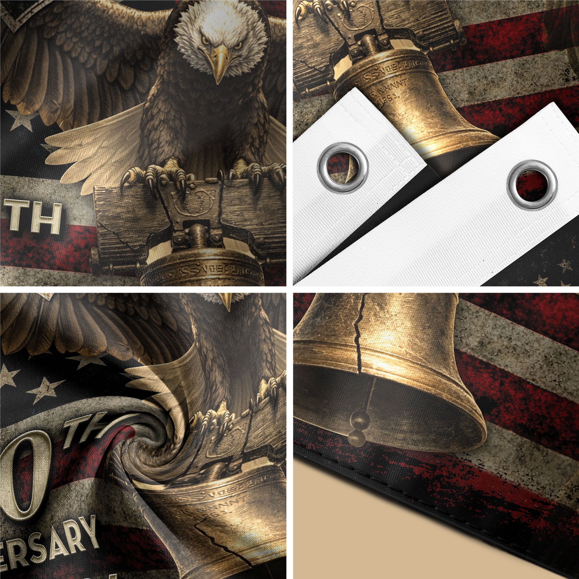 United States 250th Anniversary Flag 1776–2026 – Eagle & Liberty Bell Patriotic Décor