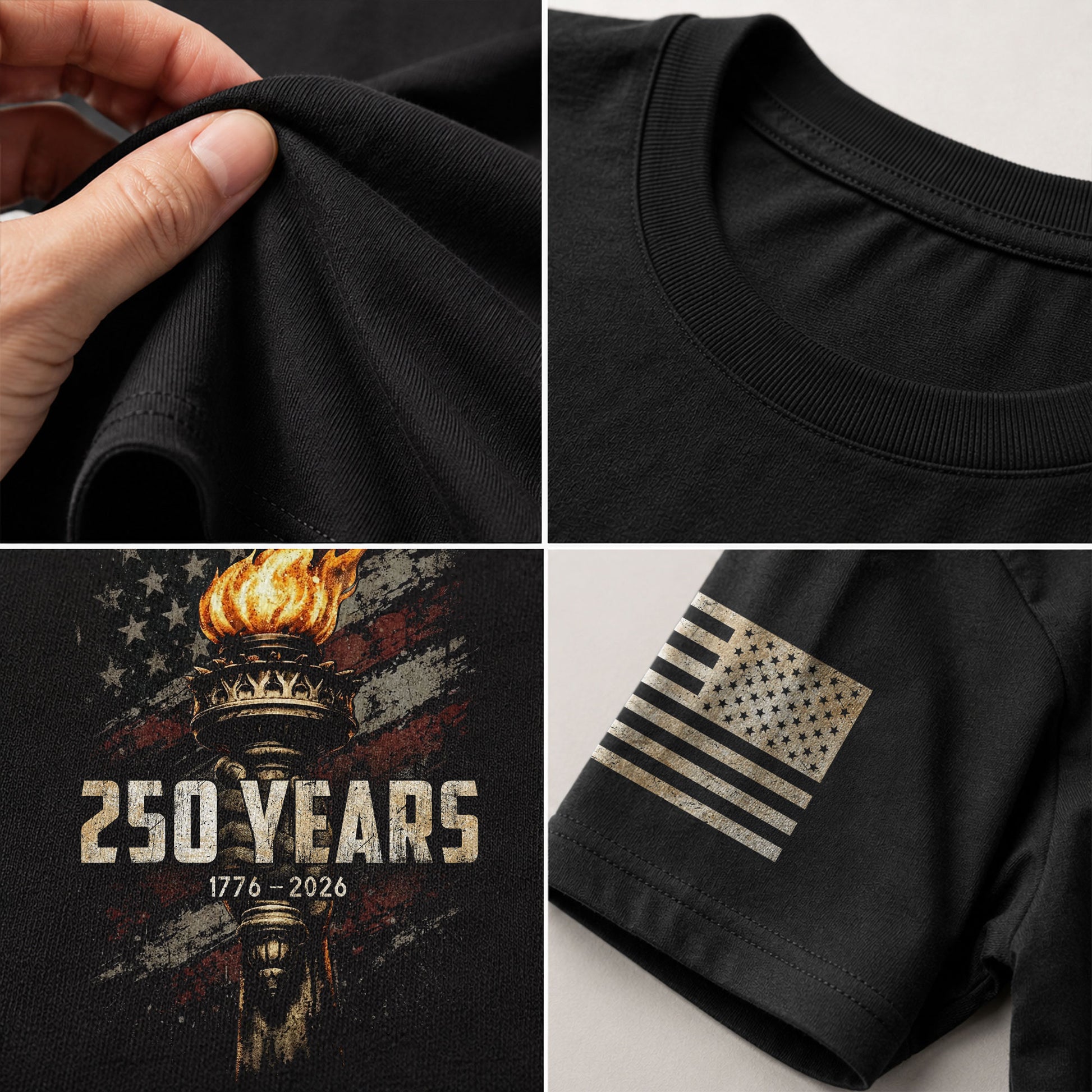 USA 250th Anniversary Shirt 1776-2026 American Flag Liberty Torch Patriotic for Men - Rust Field Wear