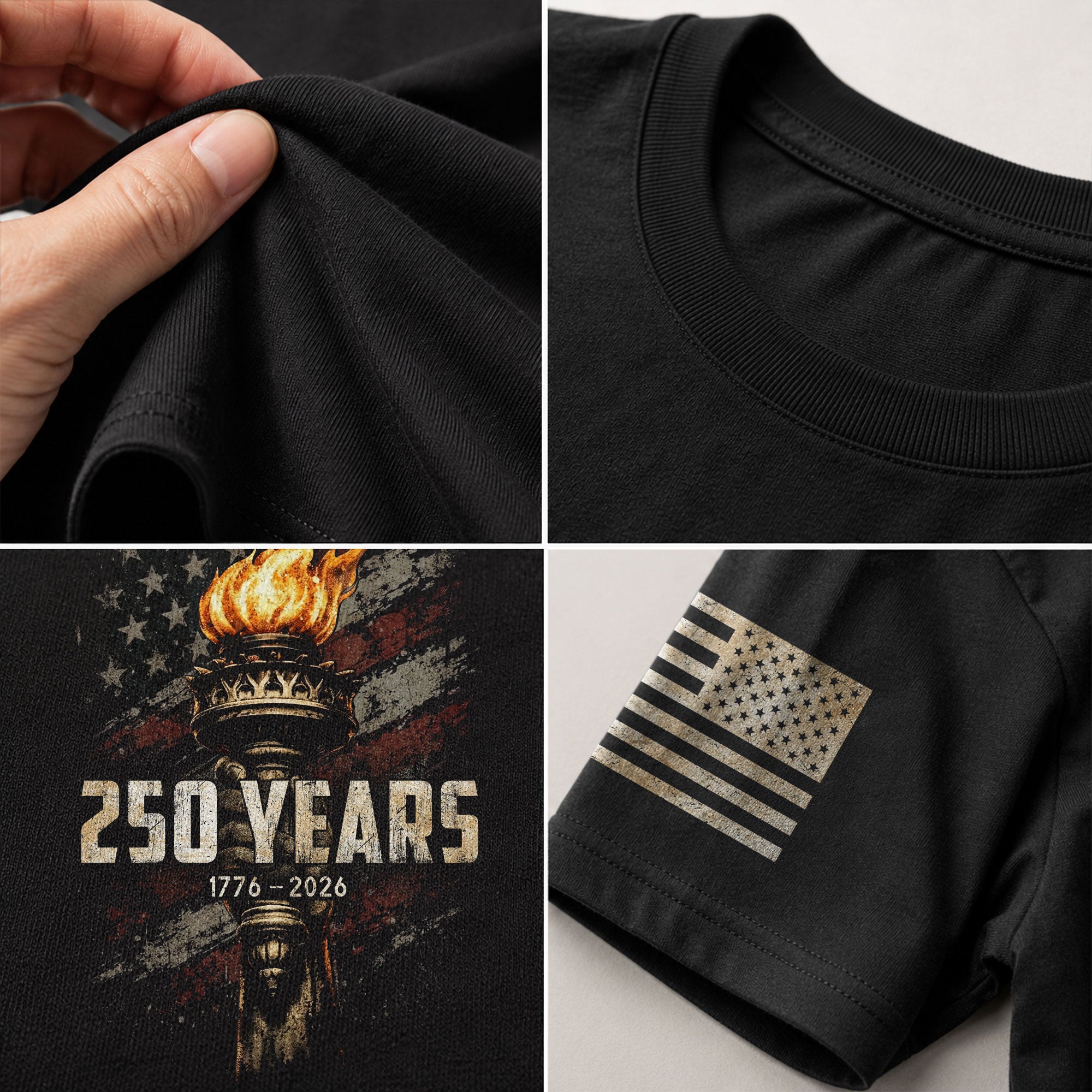 USA 250th Anniversary Shirt 1776-2026 American Flag Liberty Torch Patriotic for Men - Rust Field Wear