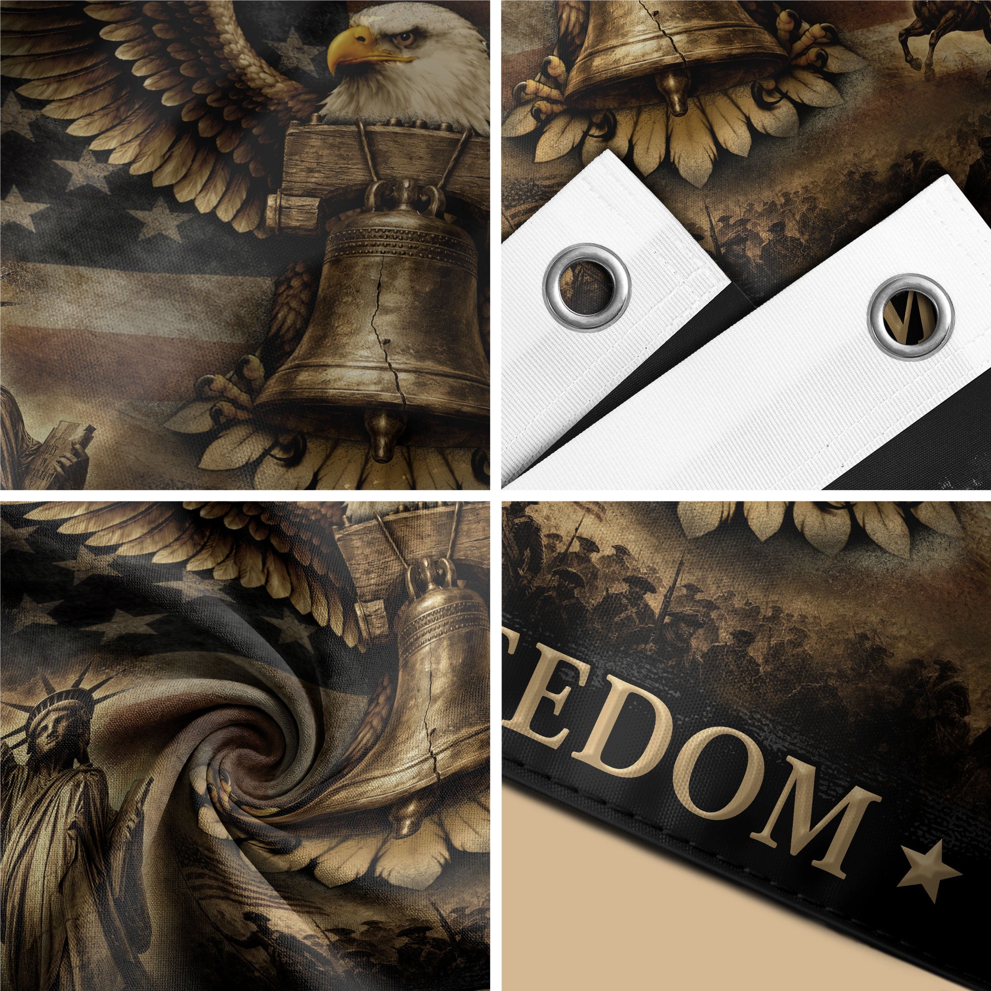 USA 250th Anniversary 250 Years of Freedom Flag 1776-2026 Liberty Bell Eagle