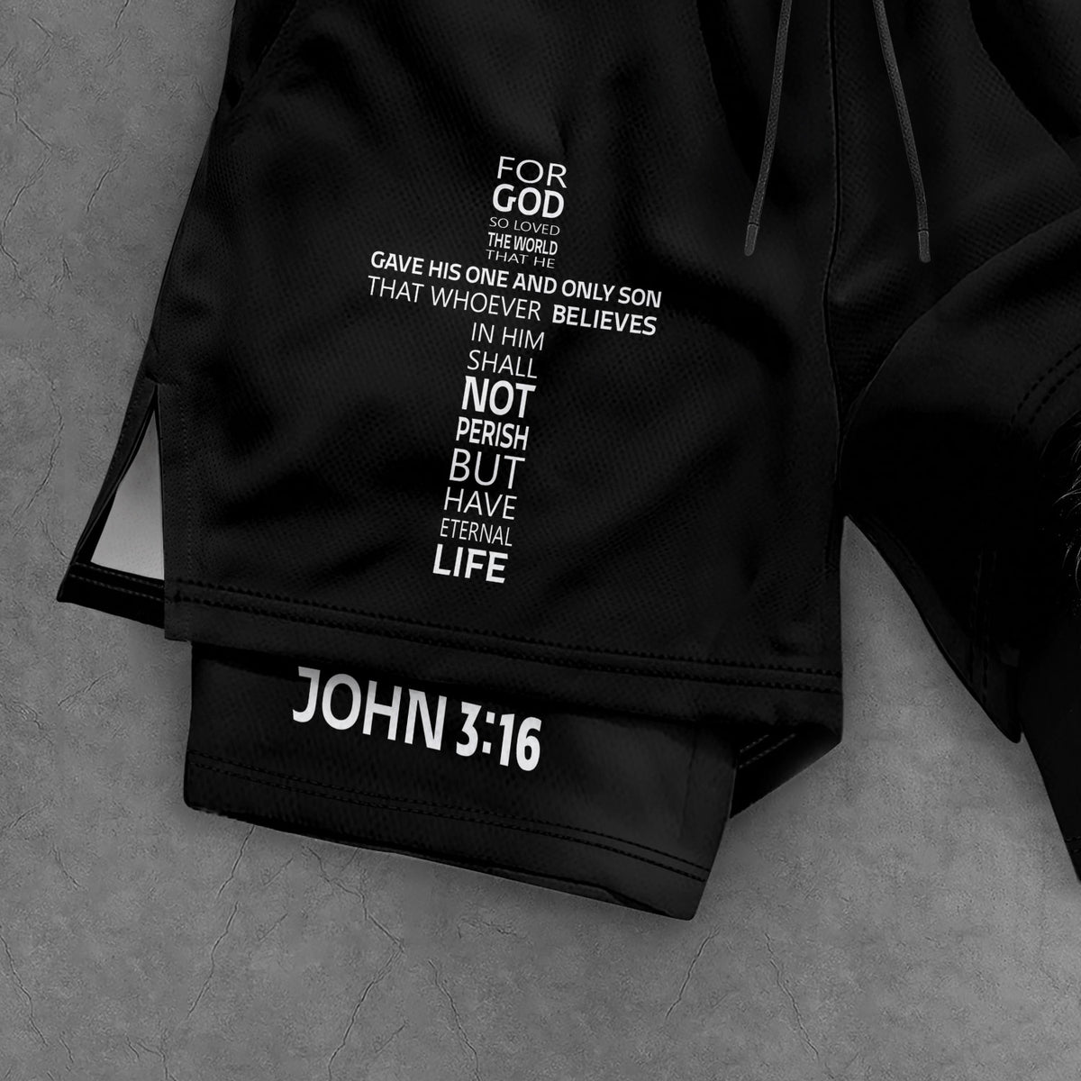 John 3:16 Bible Verse Christian Gym Workout Shorts Men Lion of Judah Athletic Activewear - Rust Field Wear