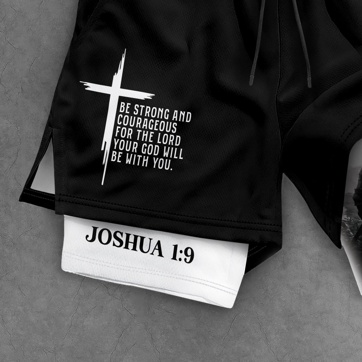 Joshua 1:9 Christian Men Gym Shorts Be Strong and Courageous Bible Verse Training Activewear - Rust Field Wear