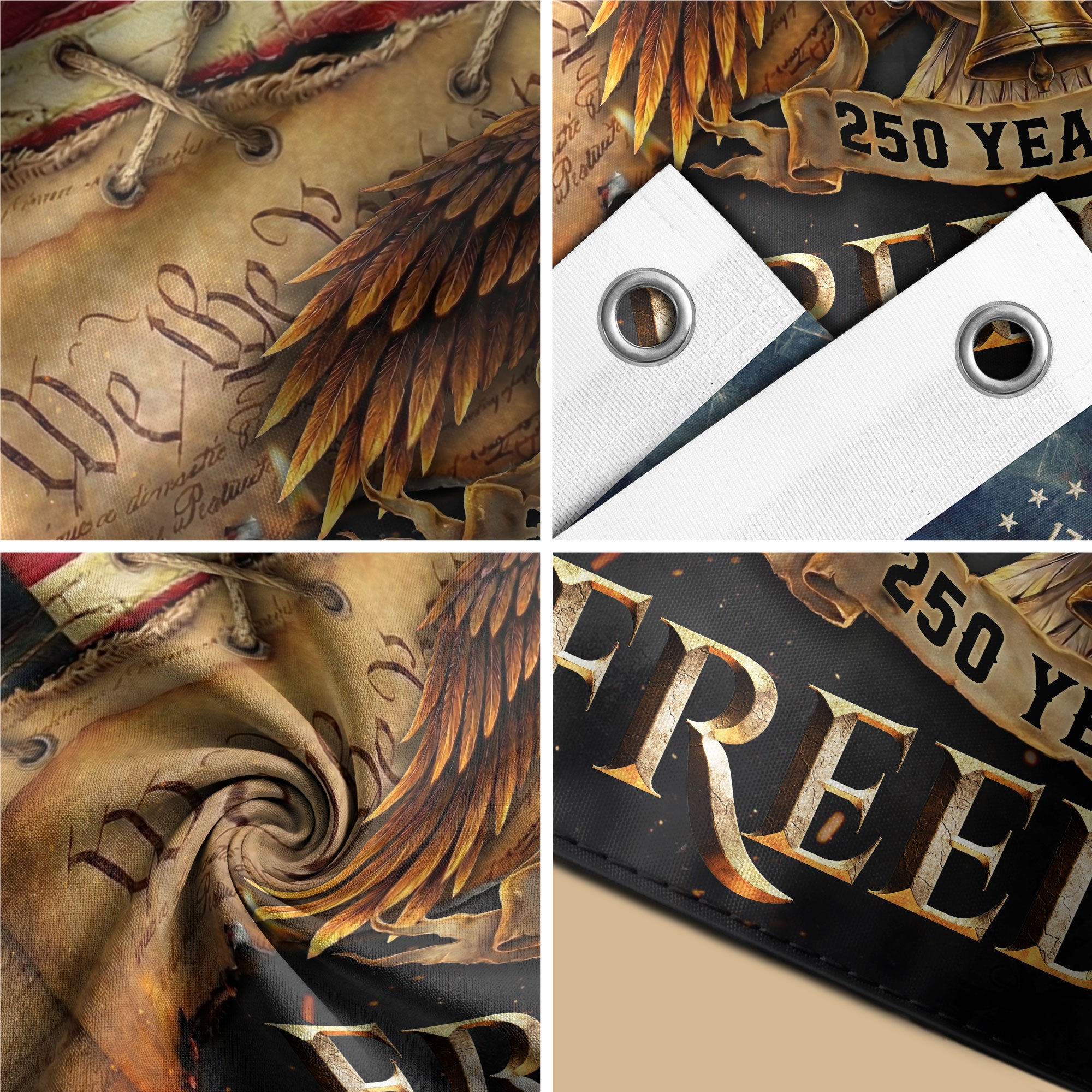 250 Years of Freedom Double-Sided House Flag, USA 250th Anniversary Patriotic American Eagle Flag