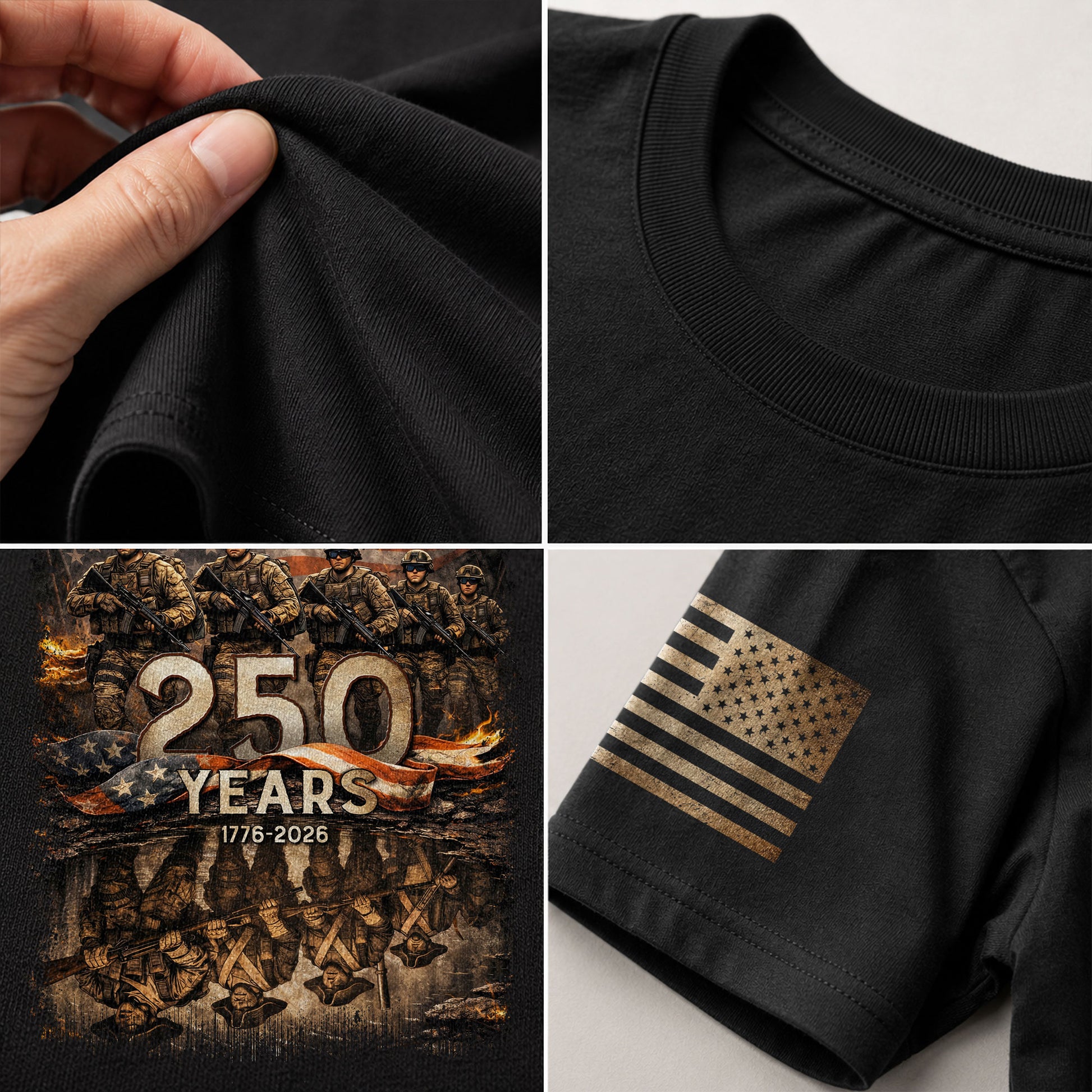 USA 250th Anniversary 250 Years Shirt 1776-2026 Brothers in Arms Patriotic Soldier Heritage - Rust Field Wear