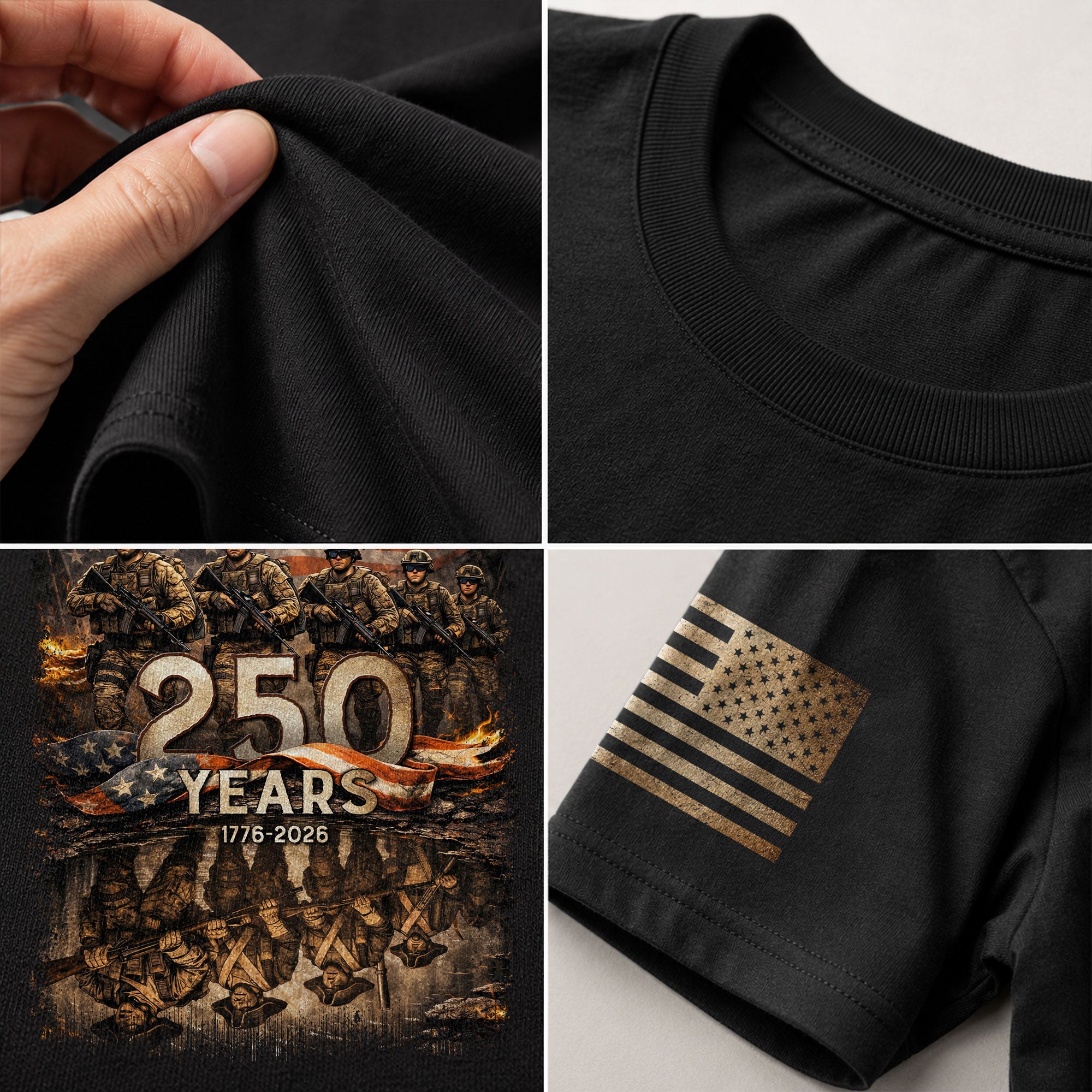 USA 250th Anniversary 250 Years Shirt 1776-2026 Brothers in Arms Patriotic Soldier Heritage - Rust Field Wear