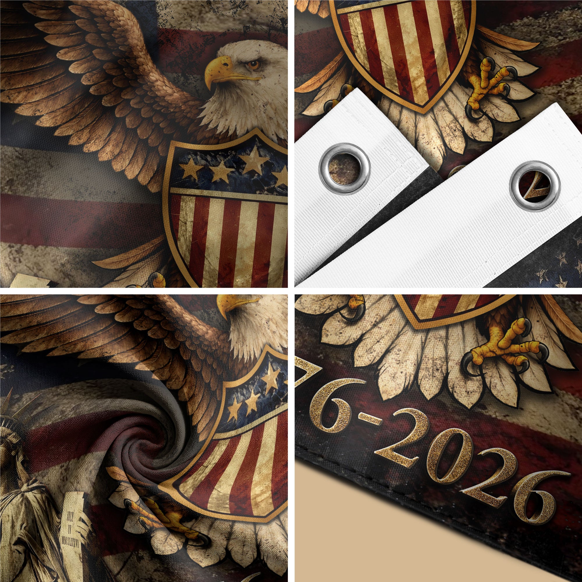USA 250 Years of Freedom Flag 1776-2026 American Eagle Liberty Bell Patriotic