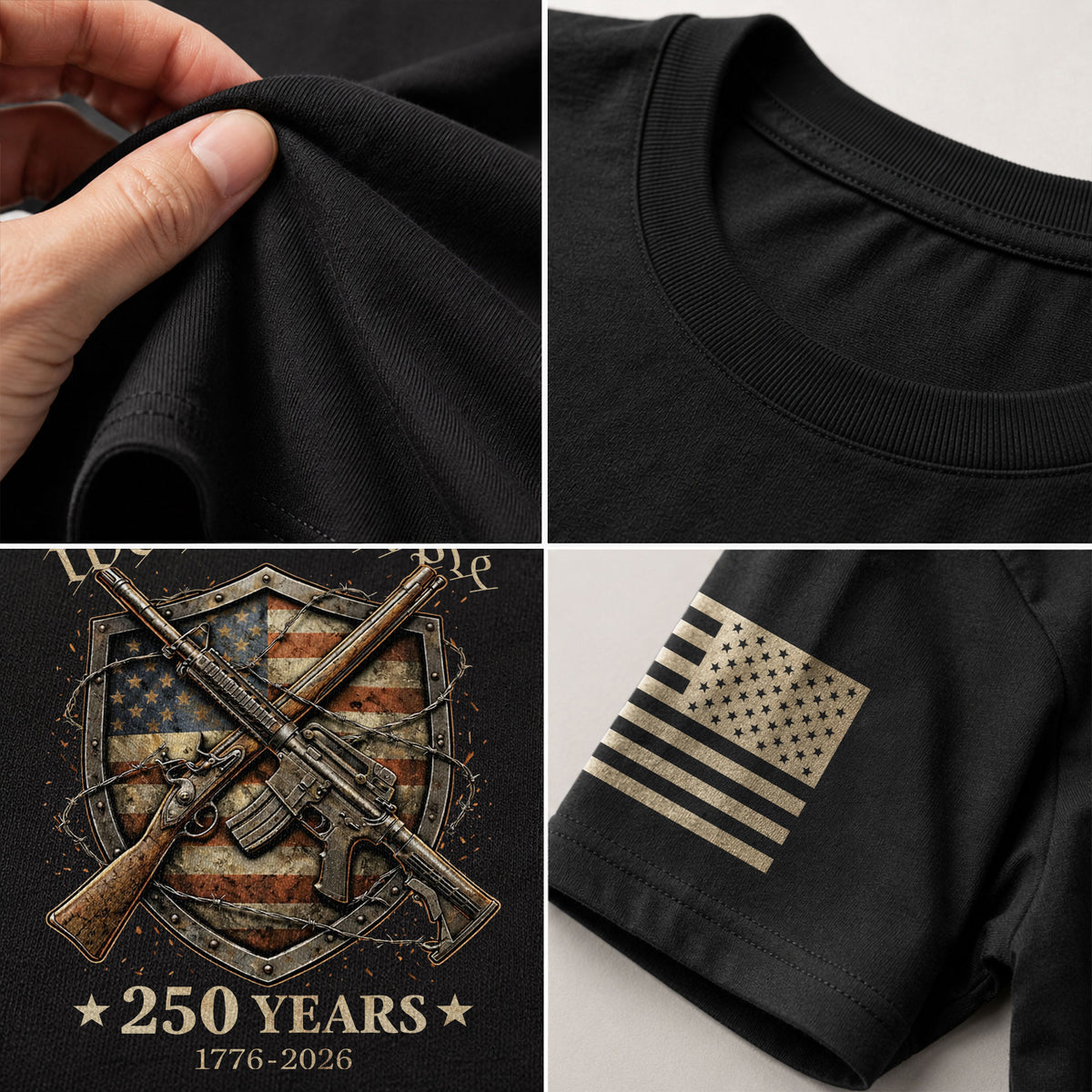 USA 250th Anniversary 250 Years Shirt 1776-2026 We The People Shield Rifles Patriotic Mental Iron Will upsale - Rust Field Wear