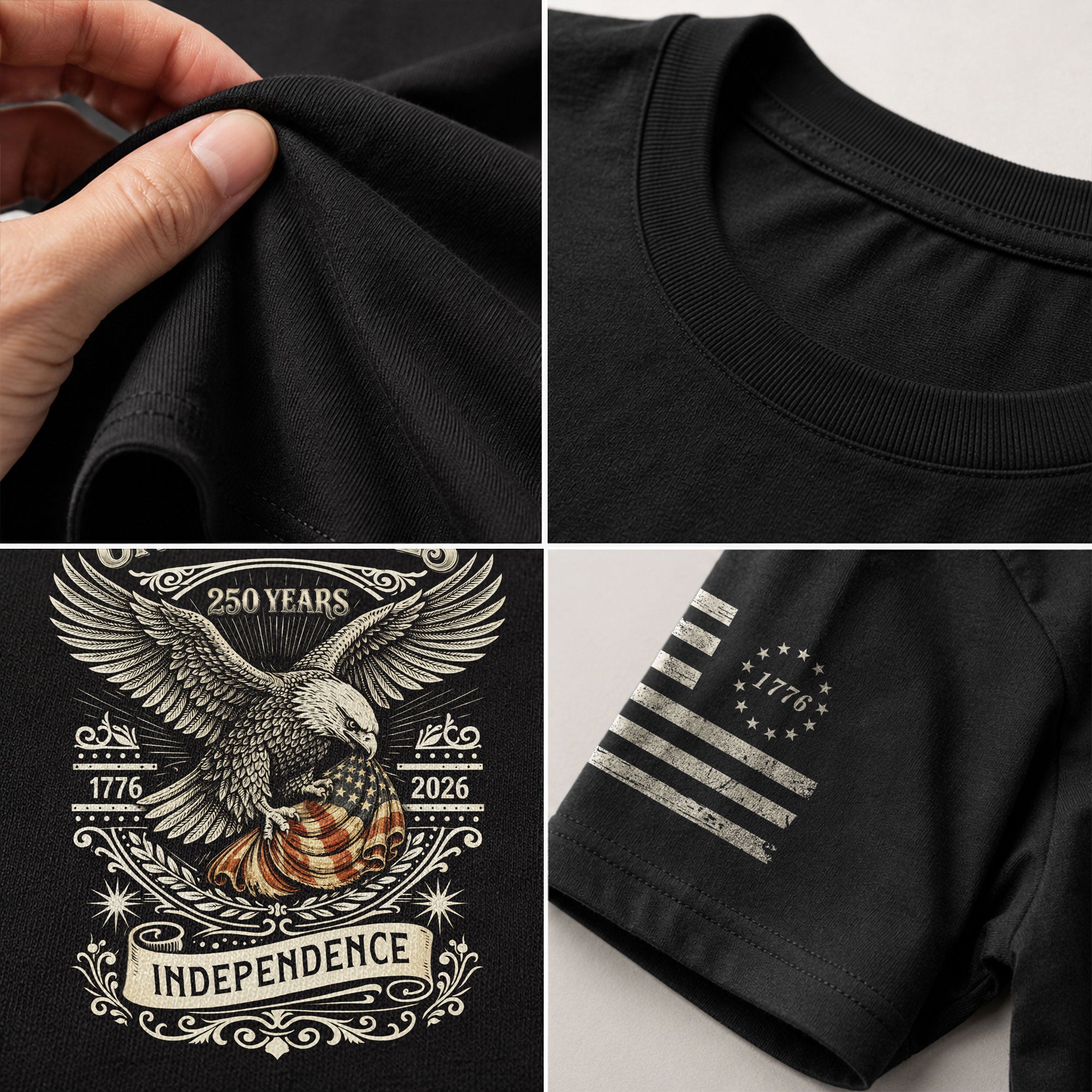 USA 250th Anniversary Shirt 1776-2026 American Flag Eagle Patriotic Mens - Rust Field Wear