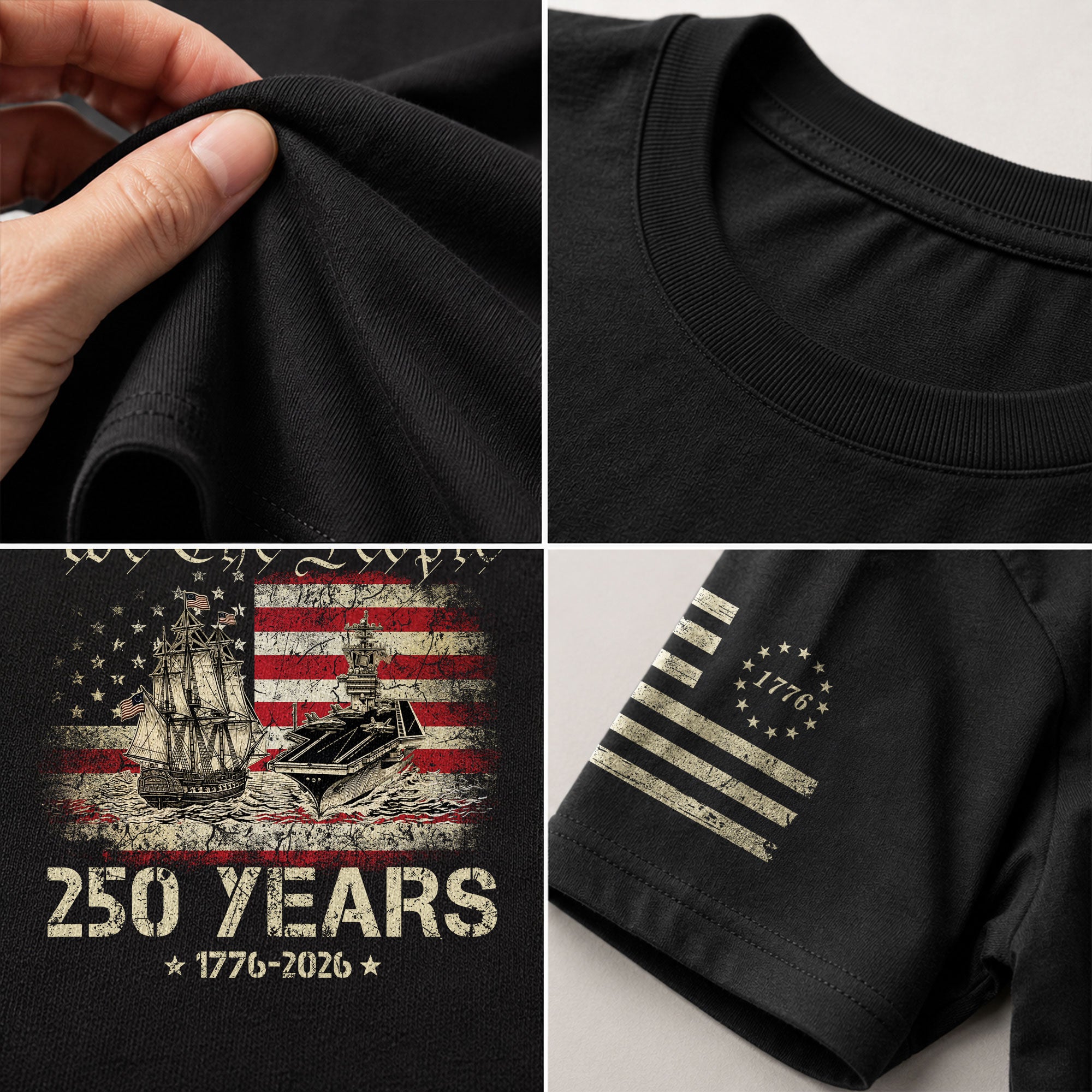 USA 250th Anniversary Shirt 250 Years 1776-2026 We The People Navy Battleship Patriotic - Rust Field Wear