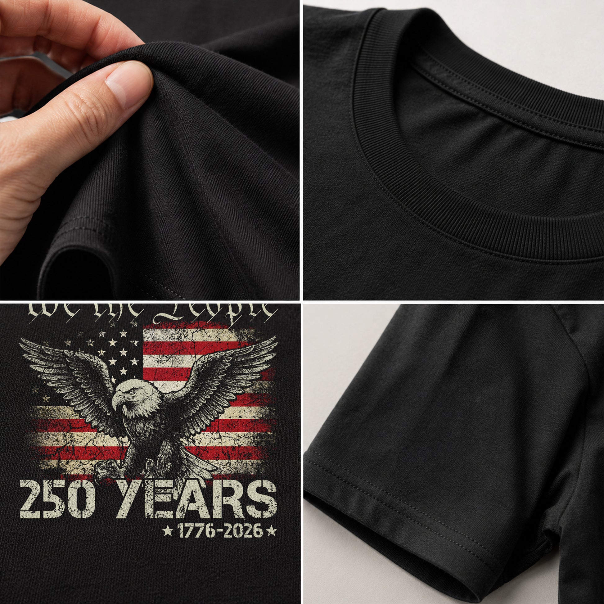 USA 250th Anniversary T-Shirt 250 Years 1776-2026 Winged Eagle Distressed Flag Patriotic - Rust Field Wear