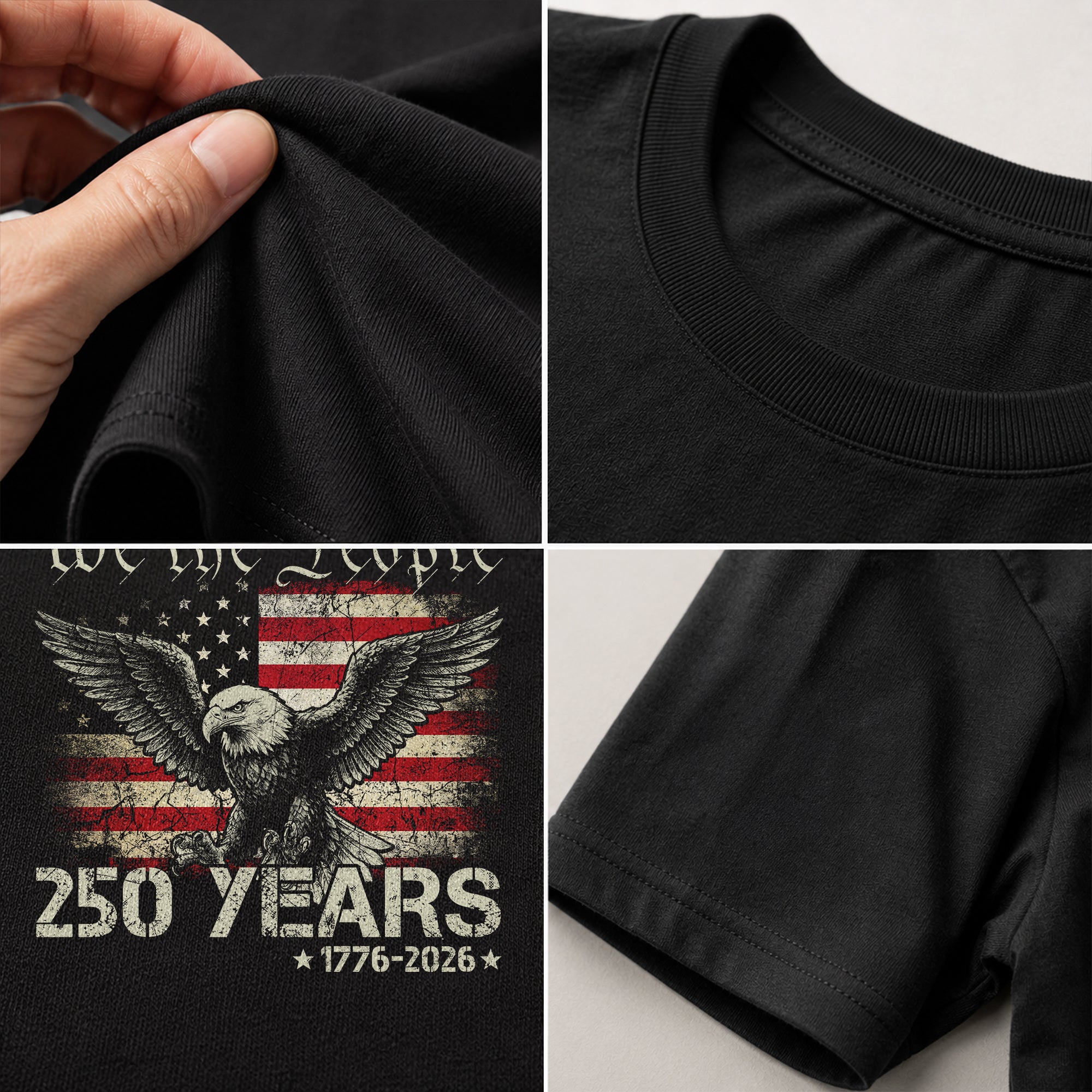 USA 250th Anniversary T-Shirt 250 Years 1776-2026 Winged Eagle Distressed Flag Patriotic - Rust Field Wear