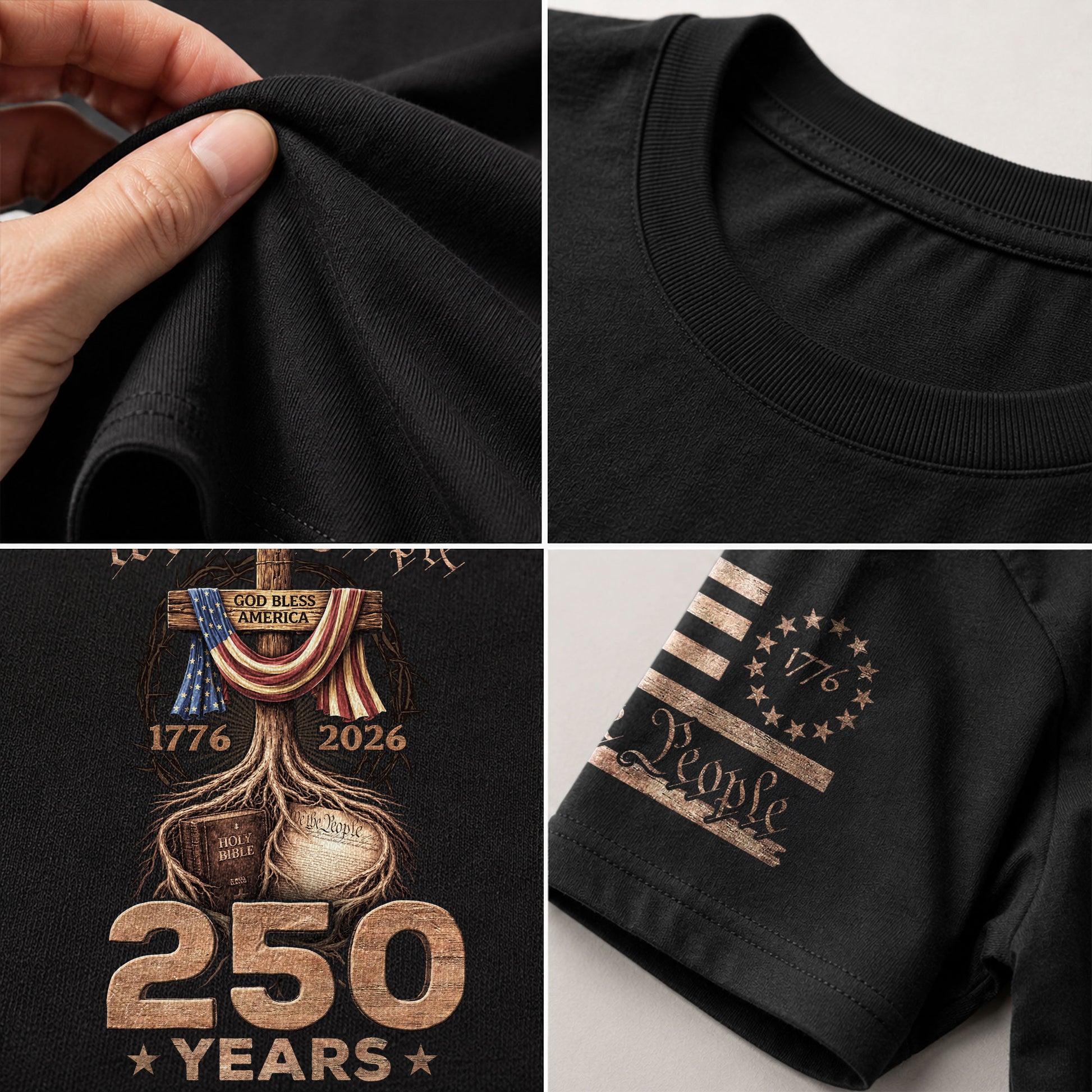 Christian USA Independence Celebration Shirt Patriotic Faith 250 Year Tribute - Rust Field Wear