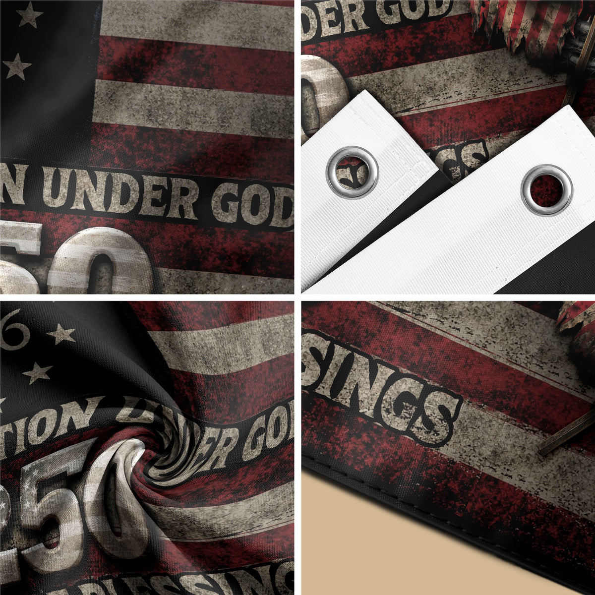 250 Years America Anniversary Flag 1776–2026 Christian Patriotic Decor - Rust Field Wear