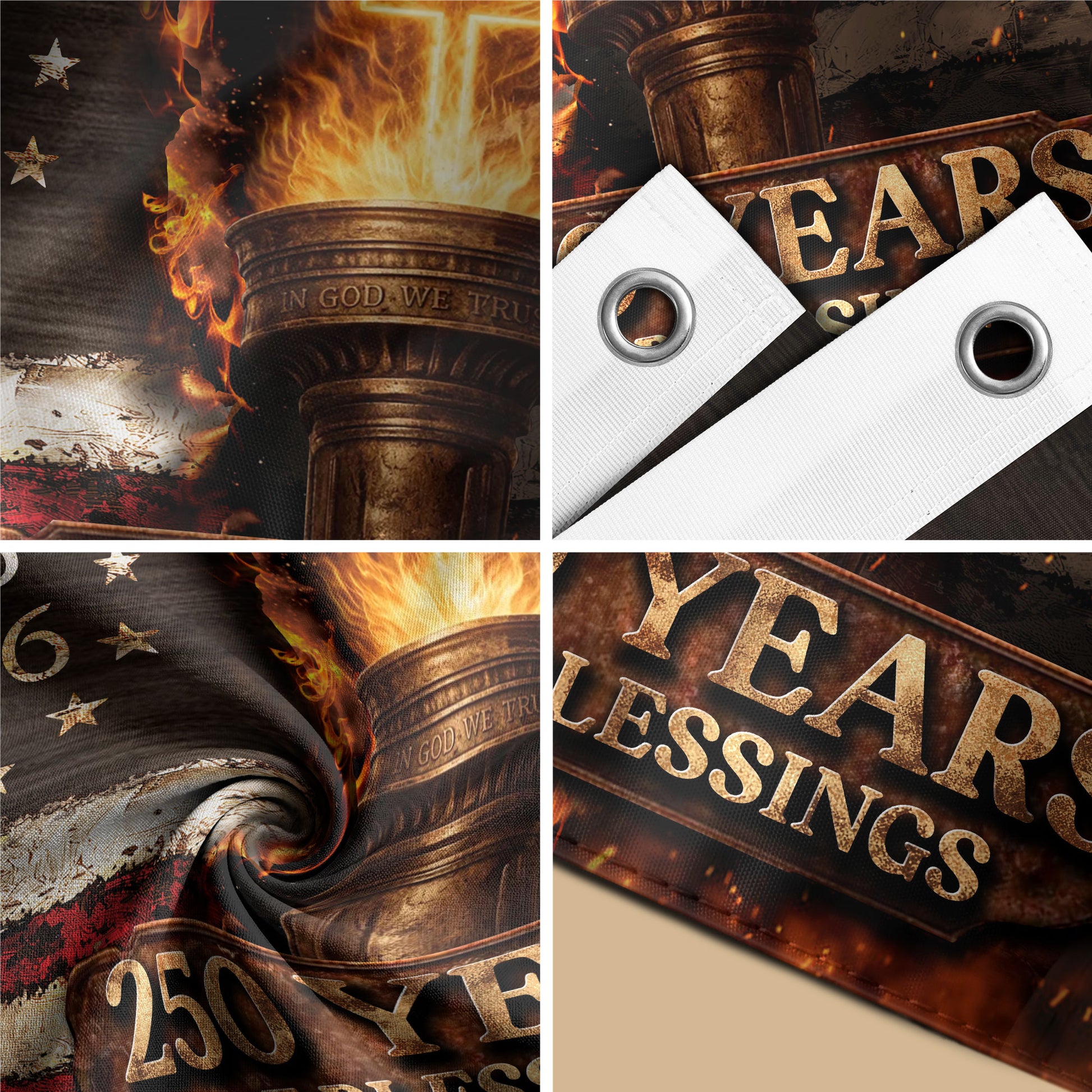 1776–2026 United States 250 Years Christian Freedom Flag Decor - Rust Field Wear