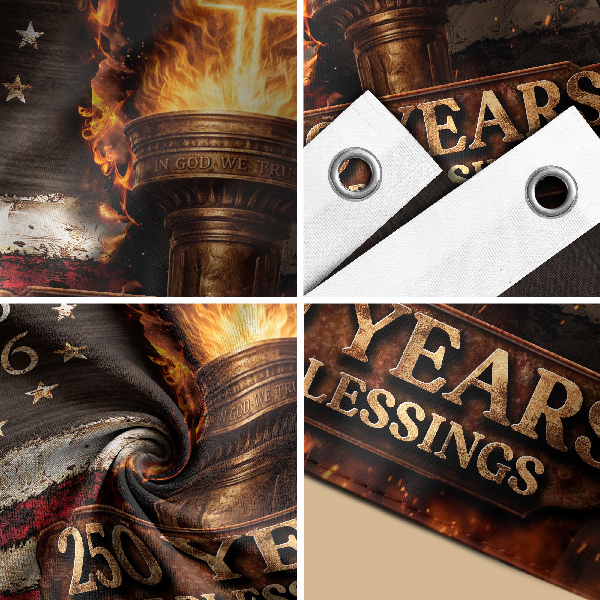 1776–2026 United States 250 Years Christian Freedom Flag Decor - Rust Field Wear