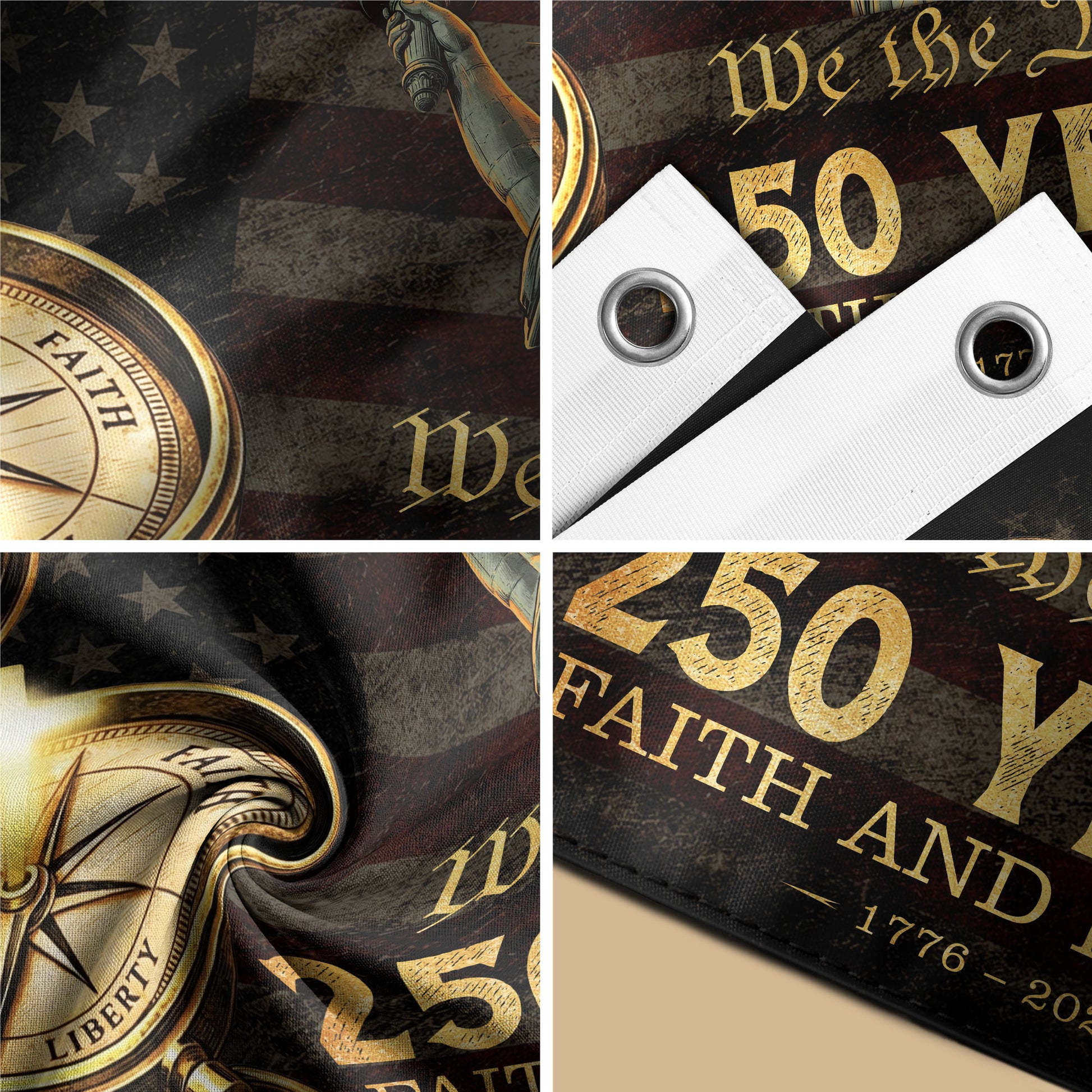 We The People 250 Years Cross Flag 1776–2026 – Faith and Freedom Christian Patriotic Outdoor Flag - Rust Field Wear