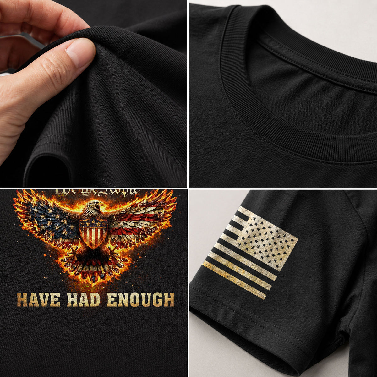 We The People Have Had Enough T-Shirt Flaming Patriotic Eagle Shield Rising Liberty Statement Tee - Rust Field Wear